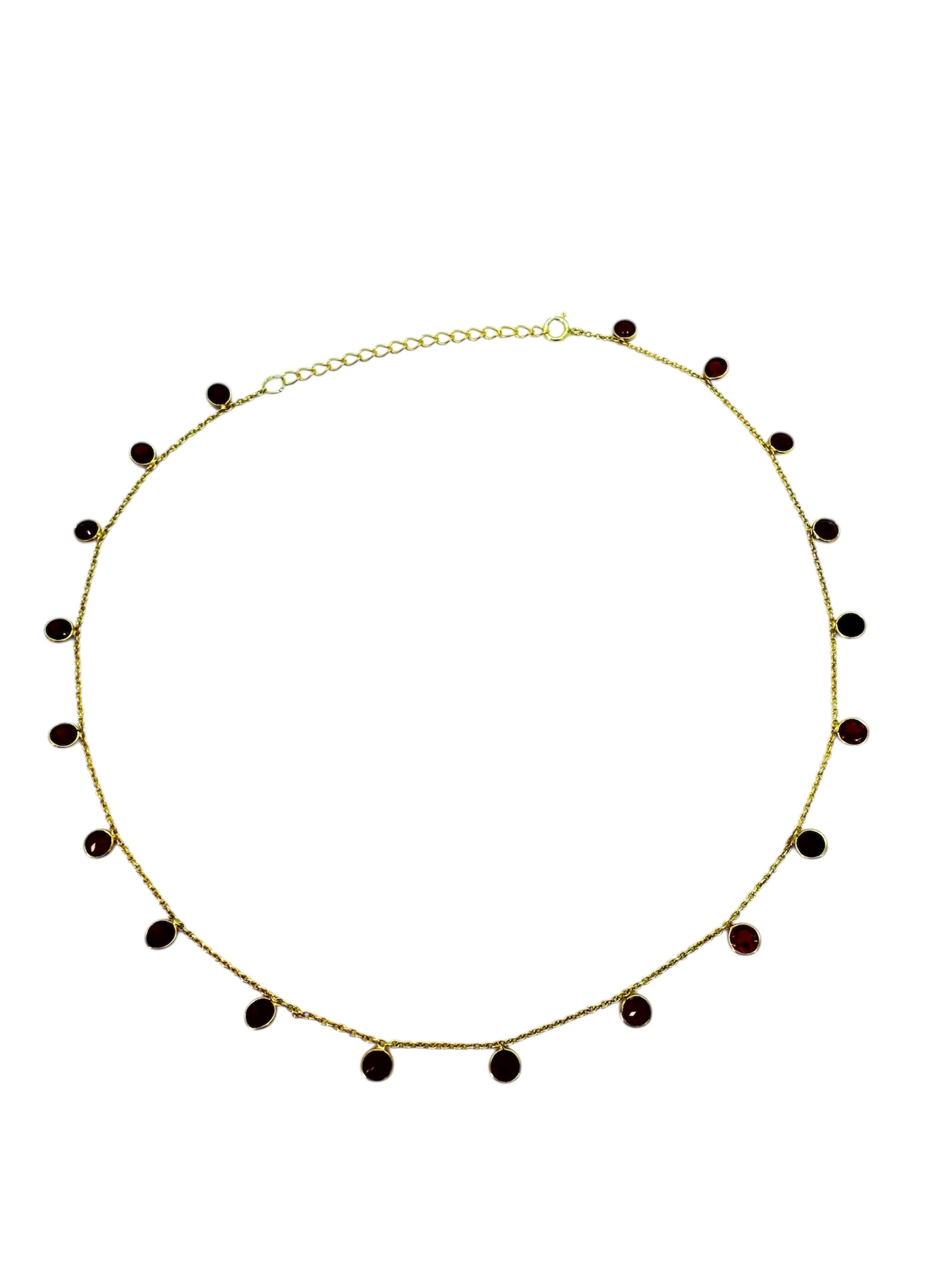 Colar de granada com lapidação de diamante | Prata de lei banhada a ouro 925