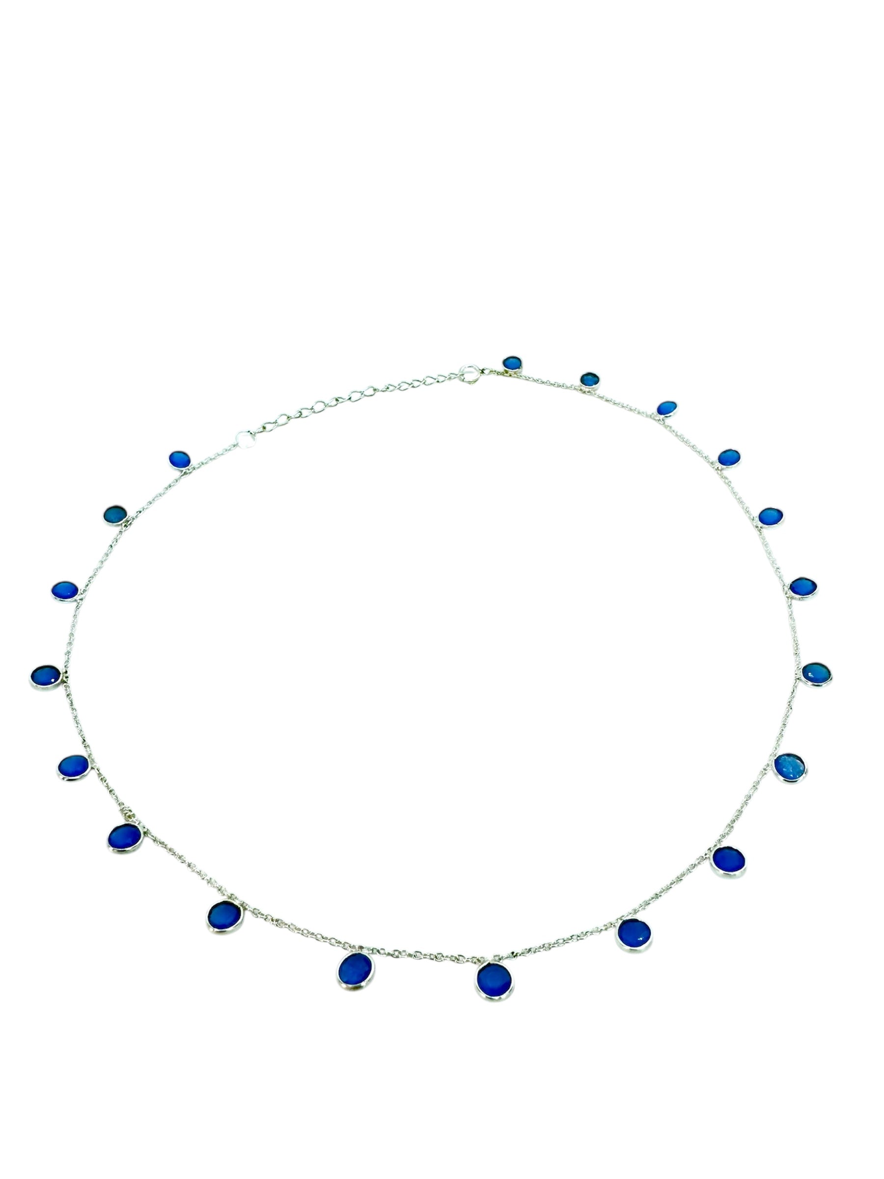 Colar de calcedônia com lapidação de diamantes | Prata 925