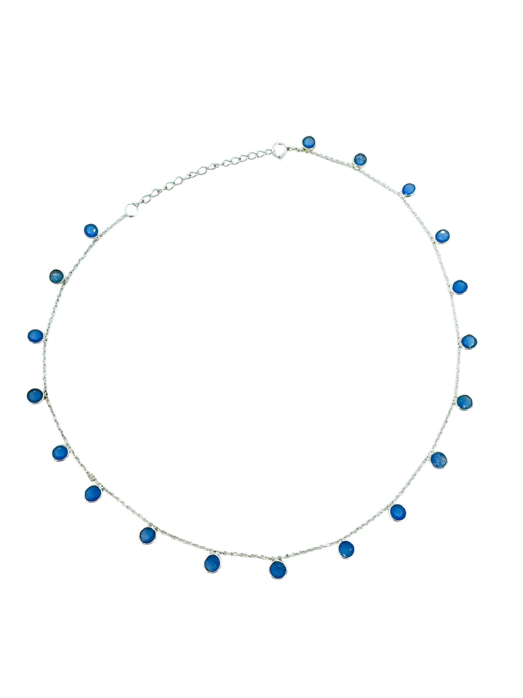 Colar de calcedônia com lapidação de diamantes | Prata 925