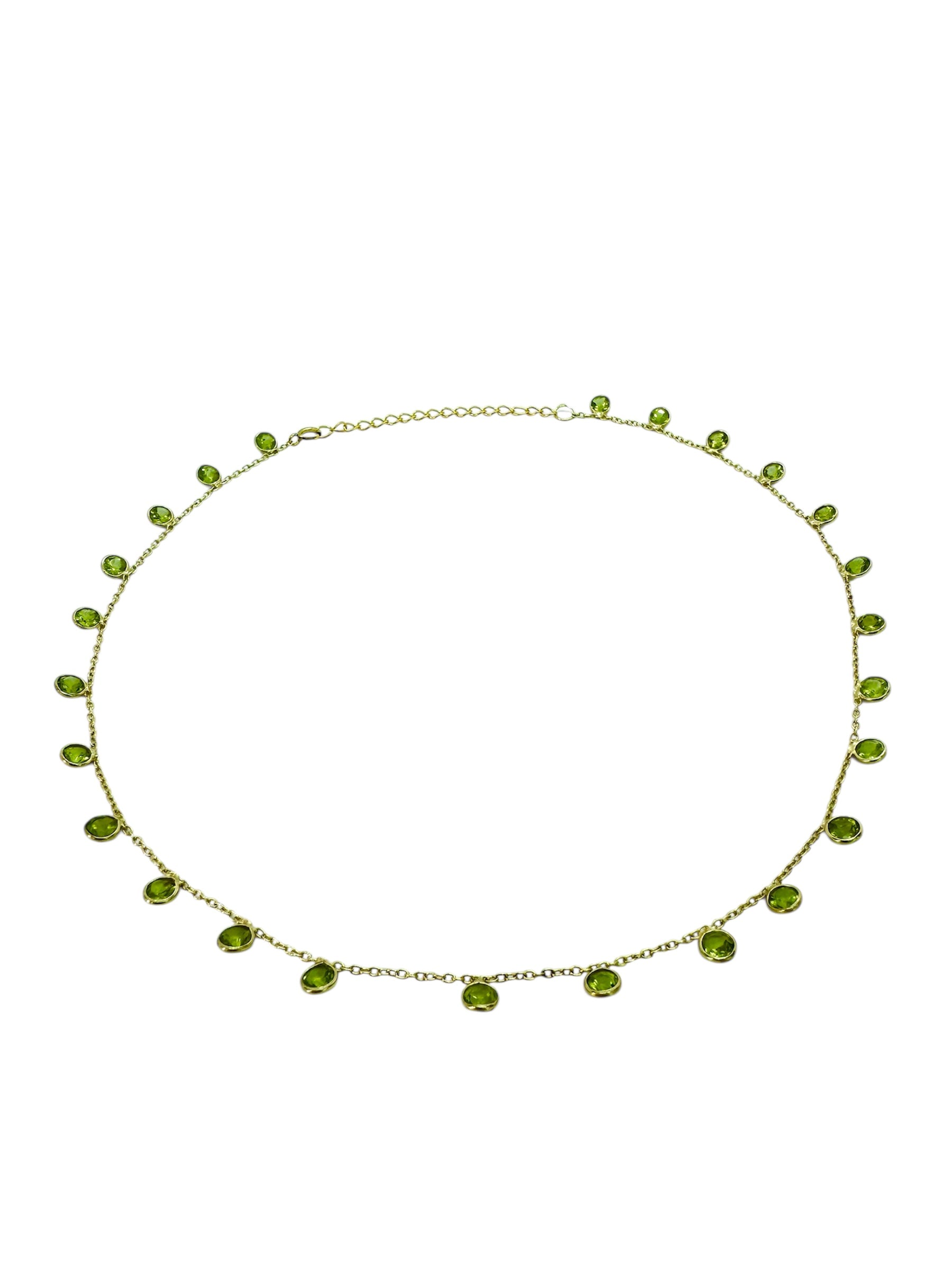 Colar de peridoto com lapidação de diamantes | Prata de lei banhada a ouro 925