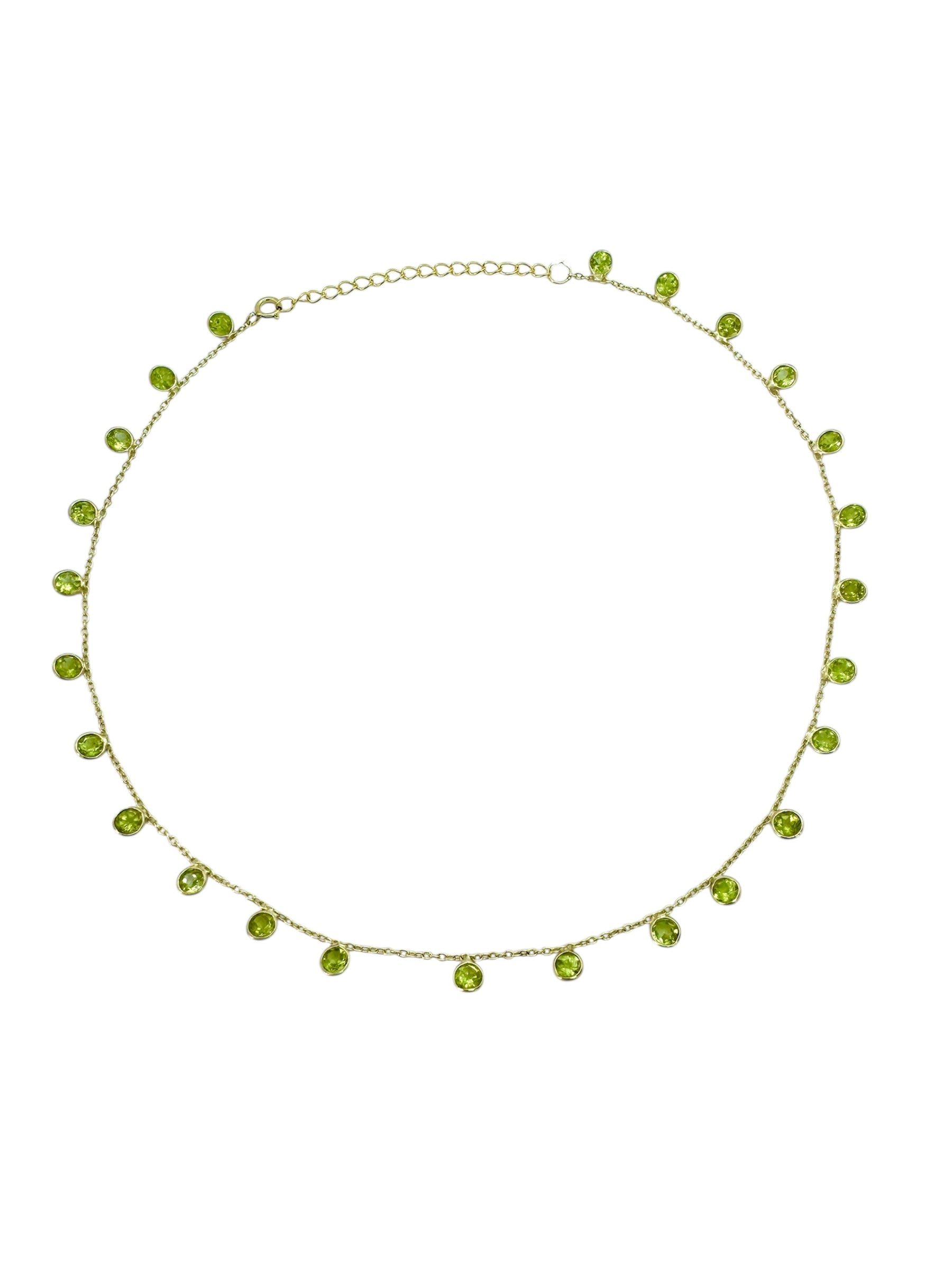 Colar de peridoto com lapidação de diamantes | Prata de lei banhada a ouro 925