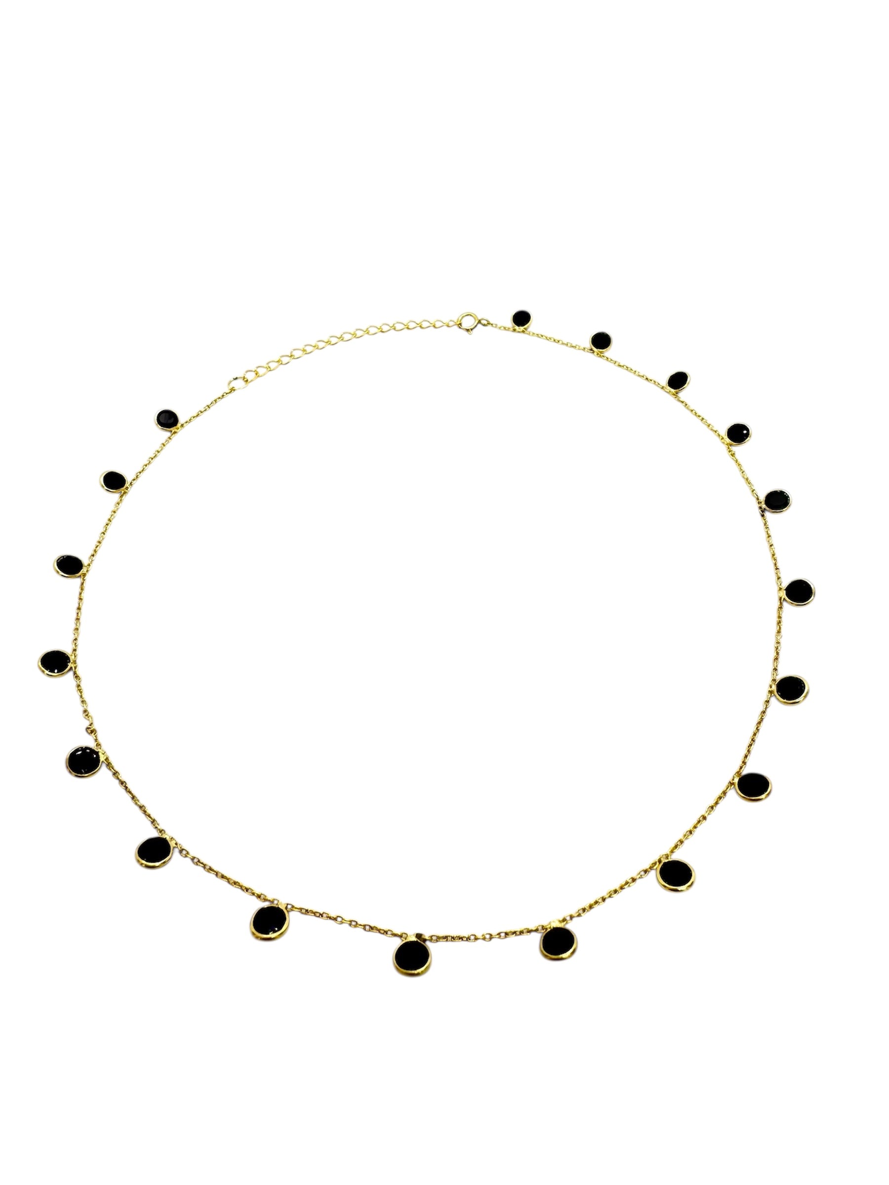 Colar de espinélio preto com lapidação de diamantes | Prata 925 banhada a ouro