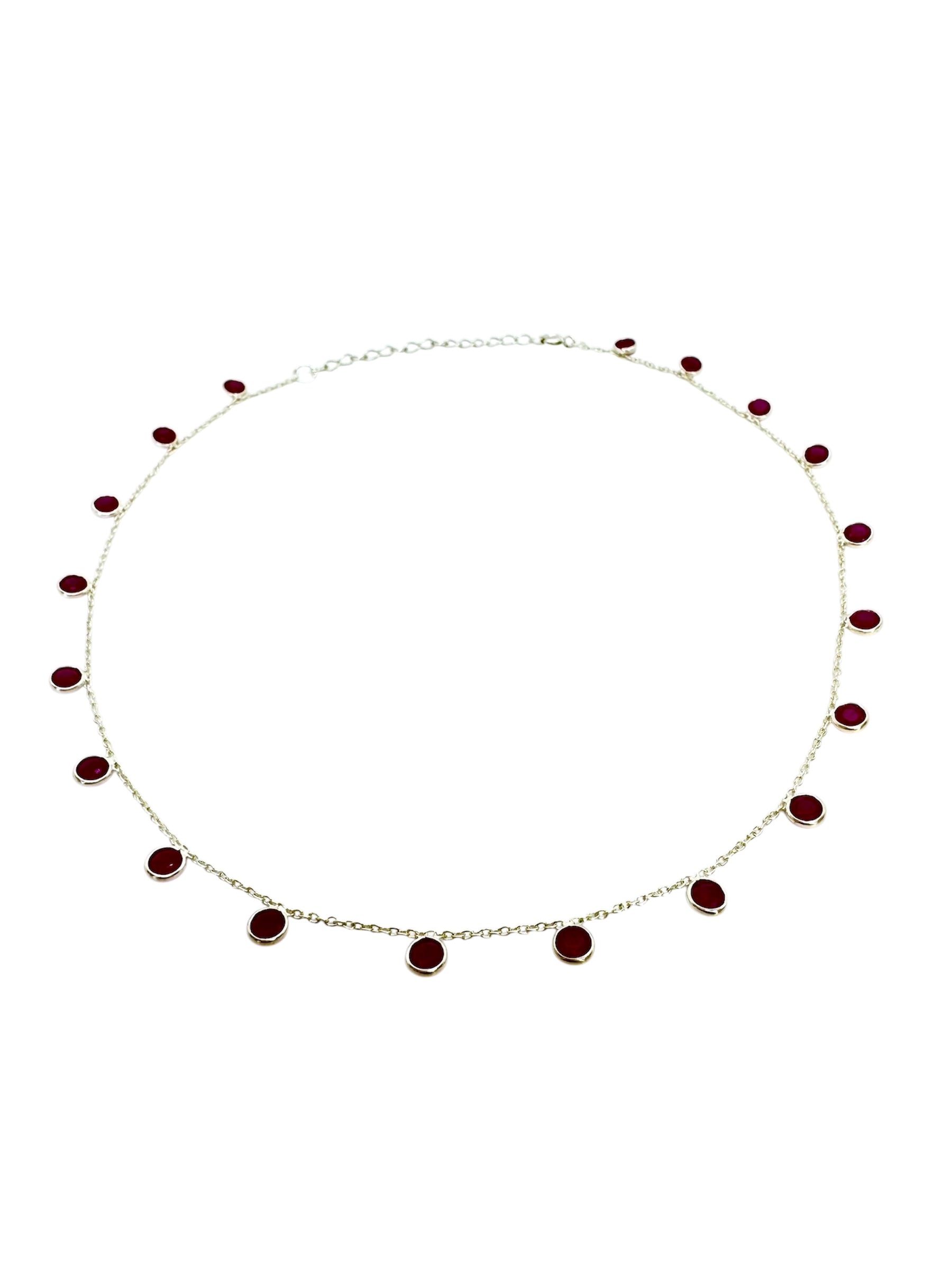 Colar de rubis com lapidação de diamantes | Prata 925 banhada a ouro