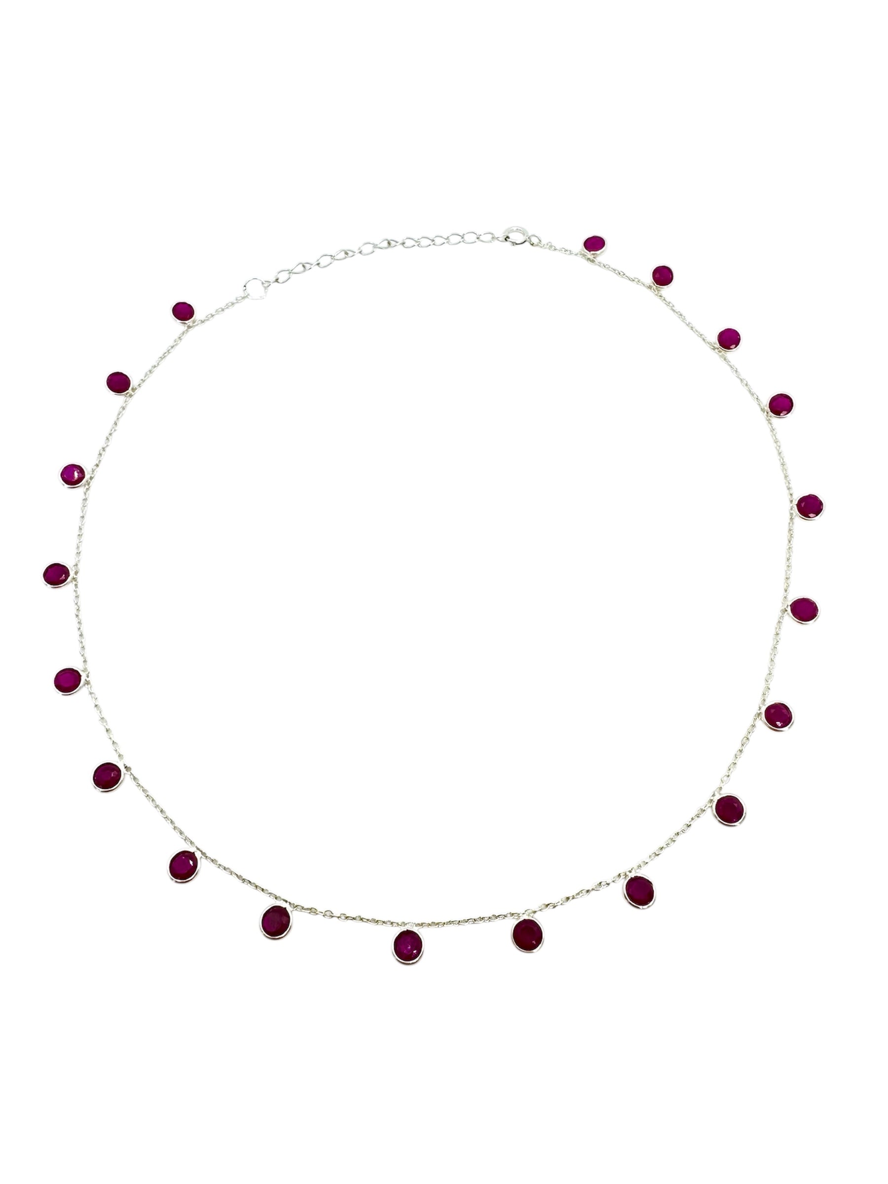 Colar de rubis com lapidação de diamantes | Prata 925 banhada a ouro
