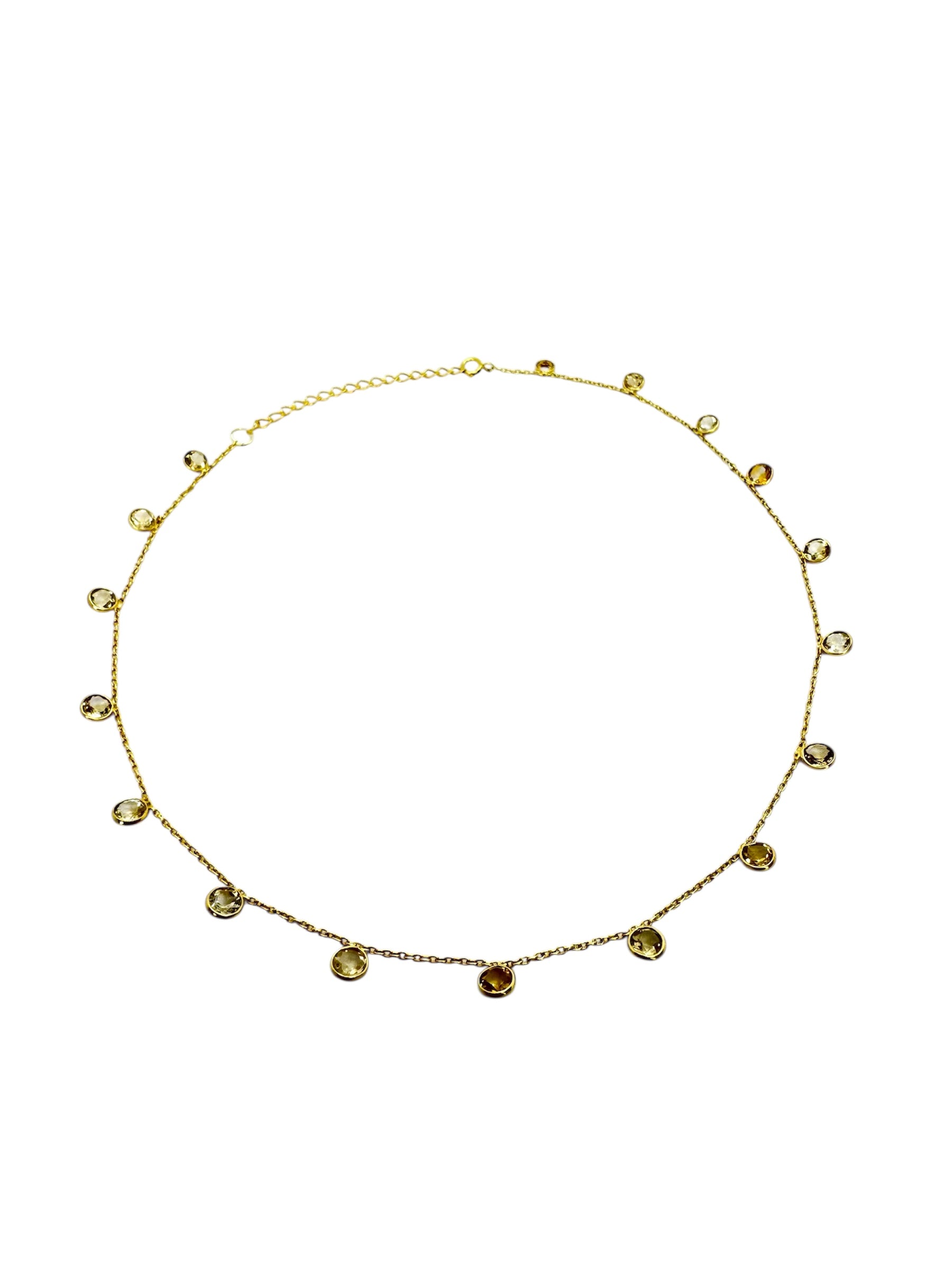 Colar Citrino com Lapidação de Diamante | Prata 925 Banhada a Ouro