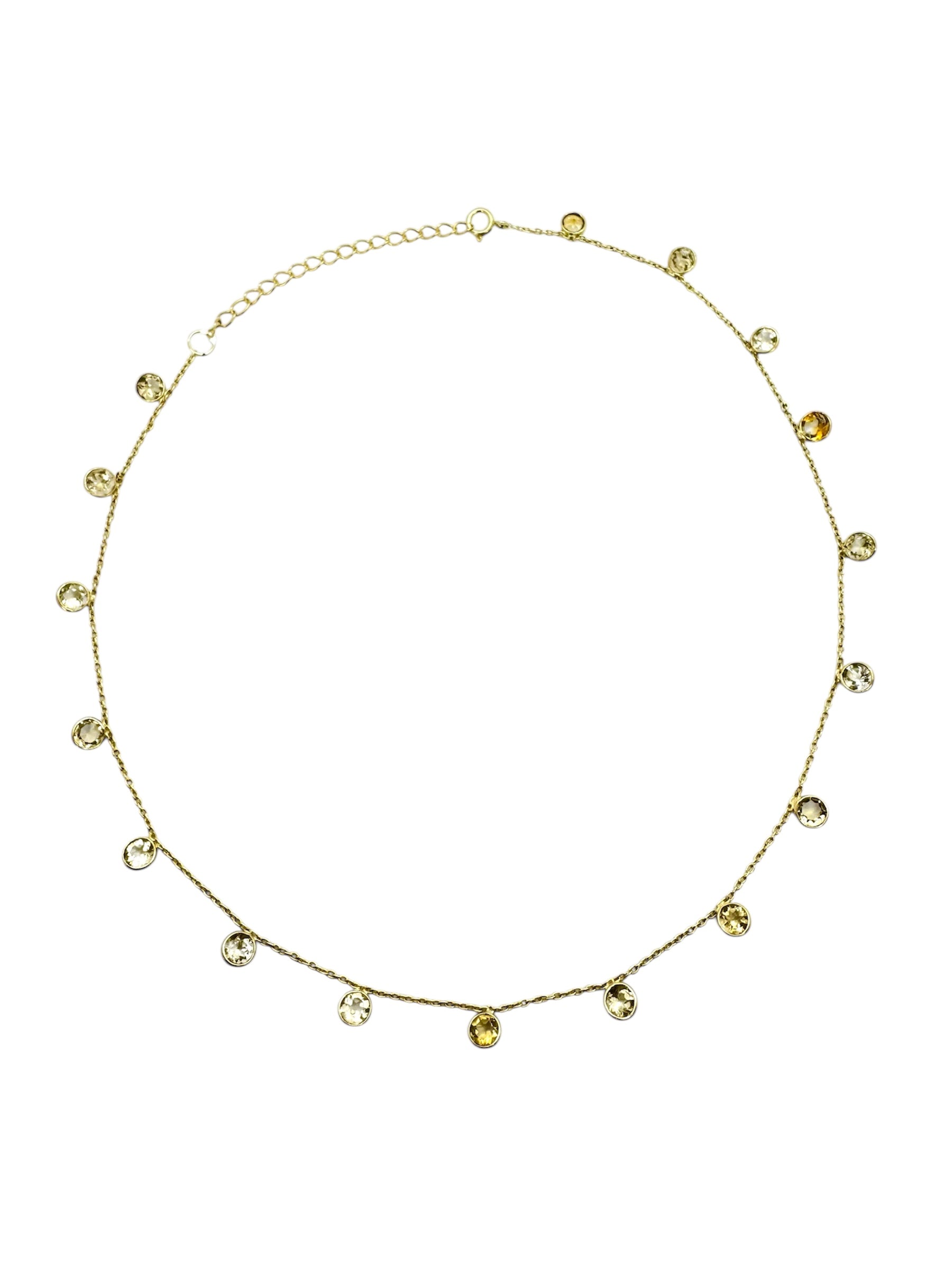 Colar Citrino com Lapidação de Diamante | Prata 925 Banhada a Ouro