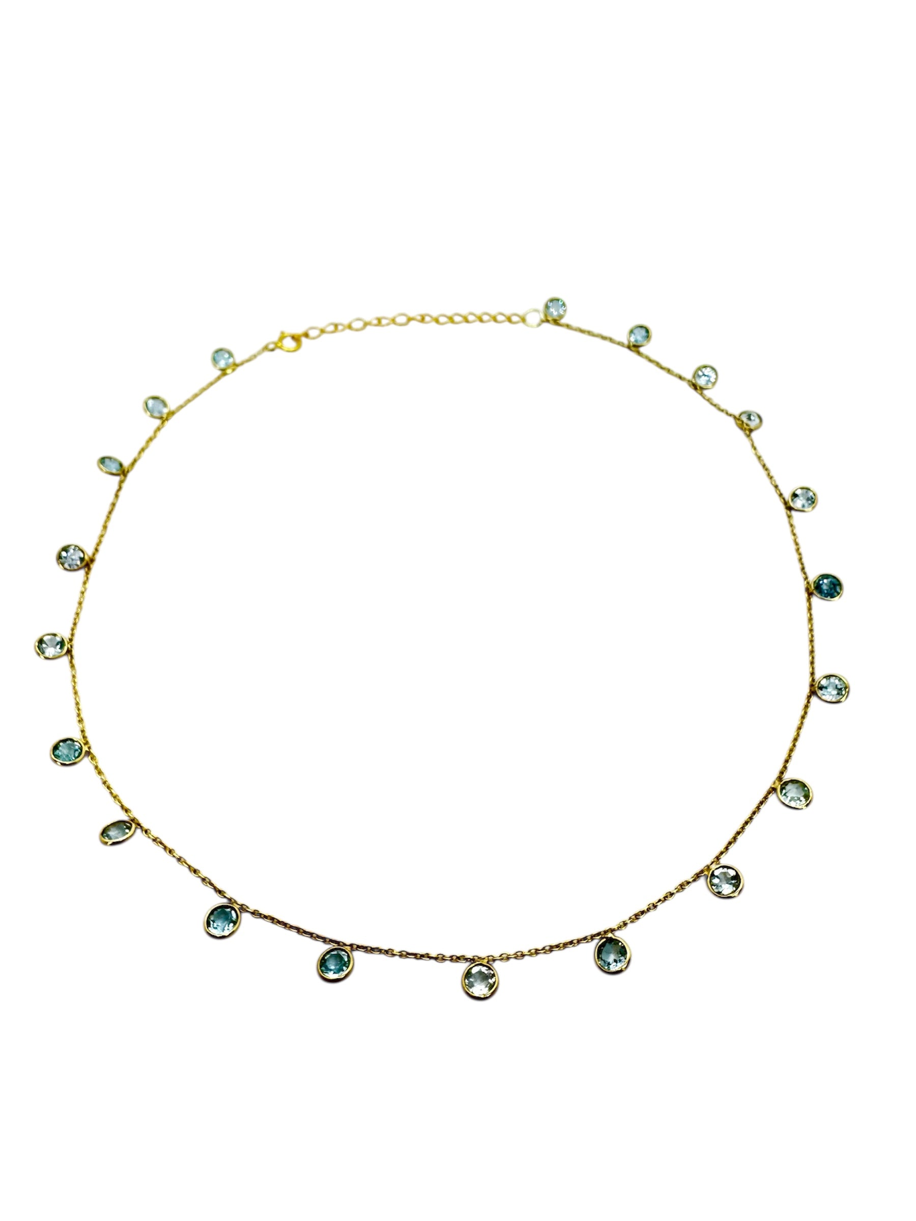 Colar topázio azul com lapidação de diamantes | Prata 925 banhada a ouro