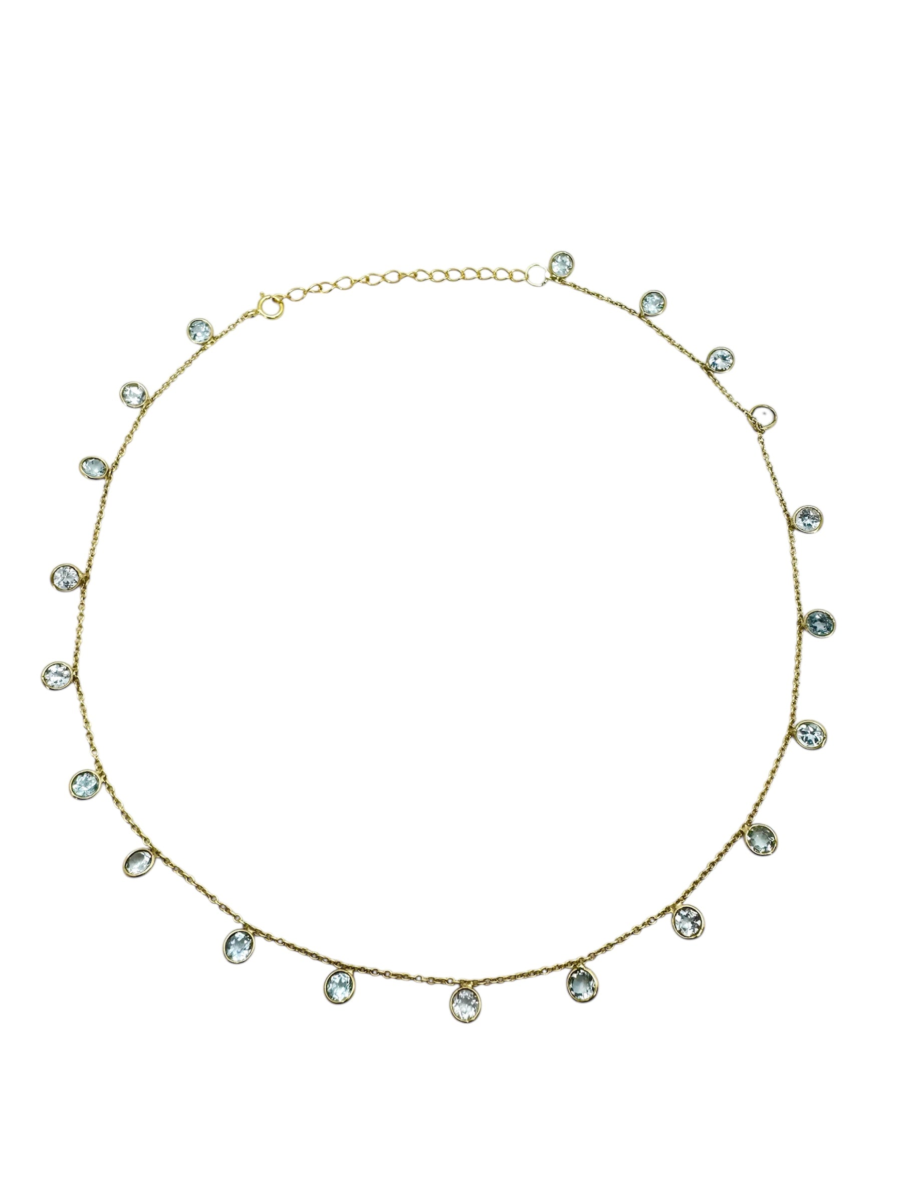 Colar topázio azul com lapidação de diamantes | Prata 925 banhada a ouro