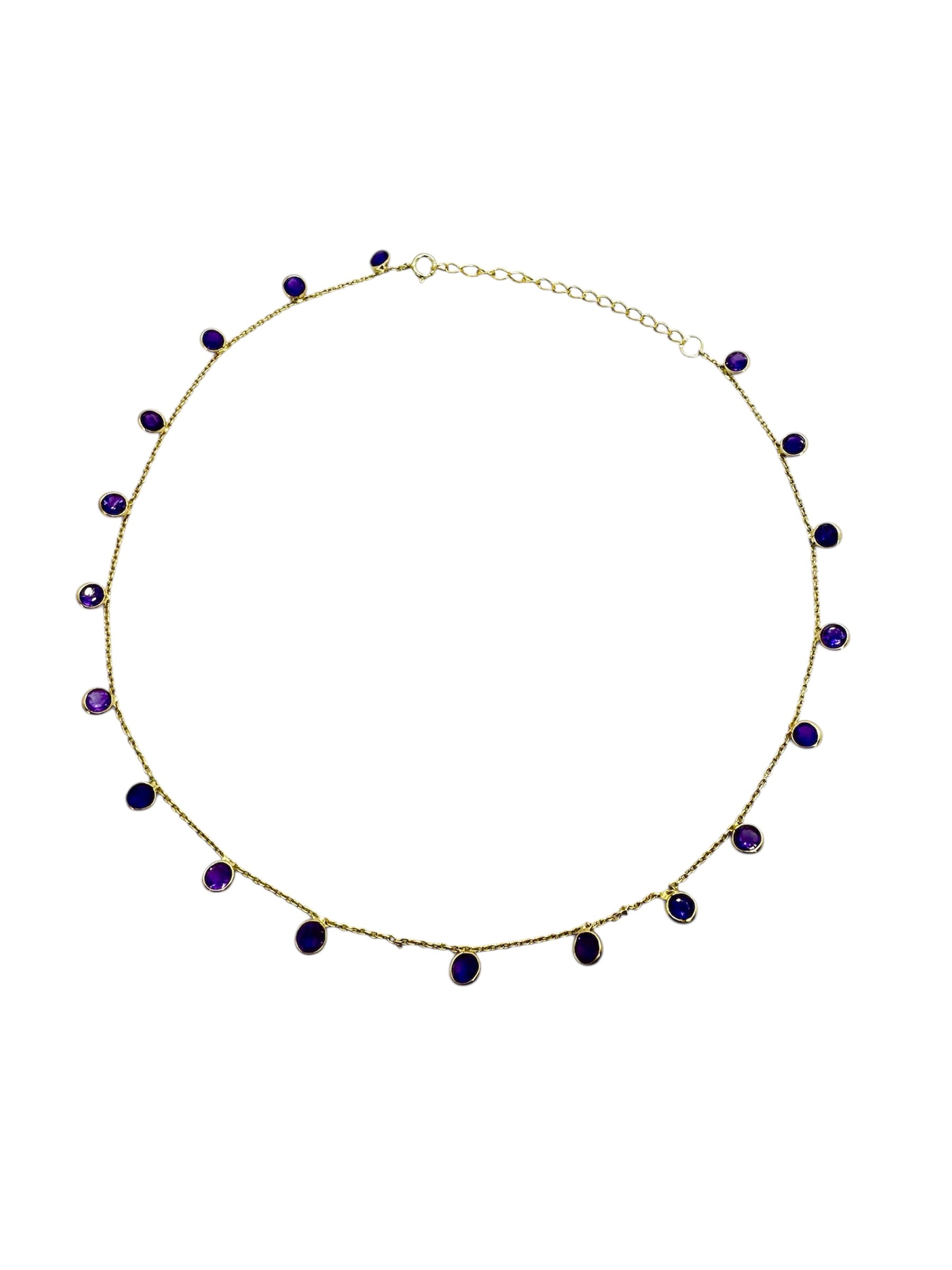 Colar de Ametista com Lapidação de Diamante | Prata 925 Banhada a Ouro