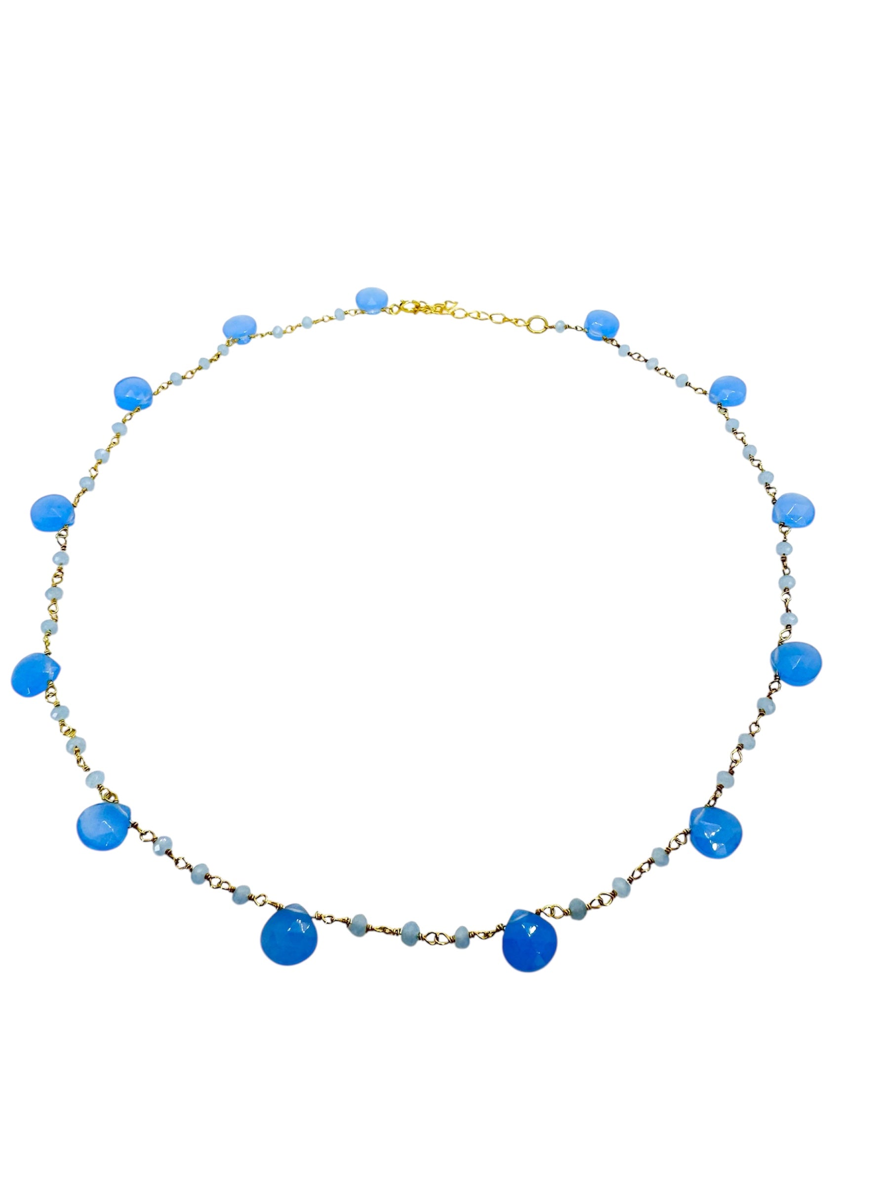 Colar Lágrima Calcedónia Azul | Prata de Lei Banhada a Ouro 925