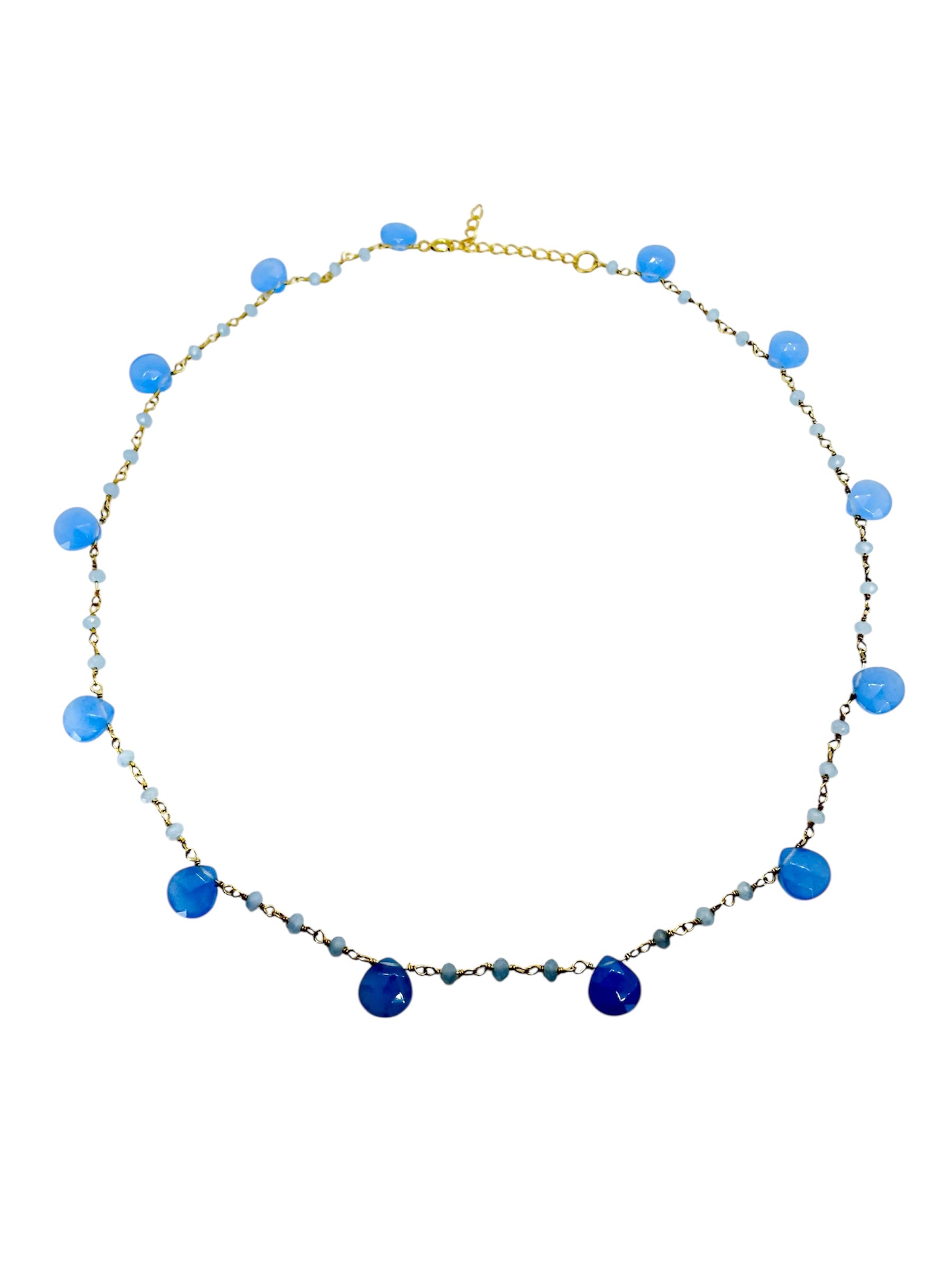 Colar Lágrima Calcedónia Azul | Prata de Lei Banhada a Ouro 925