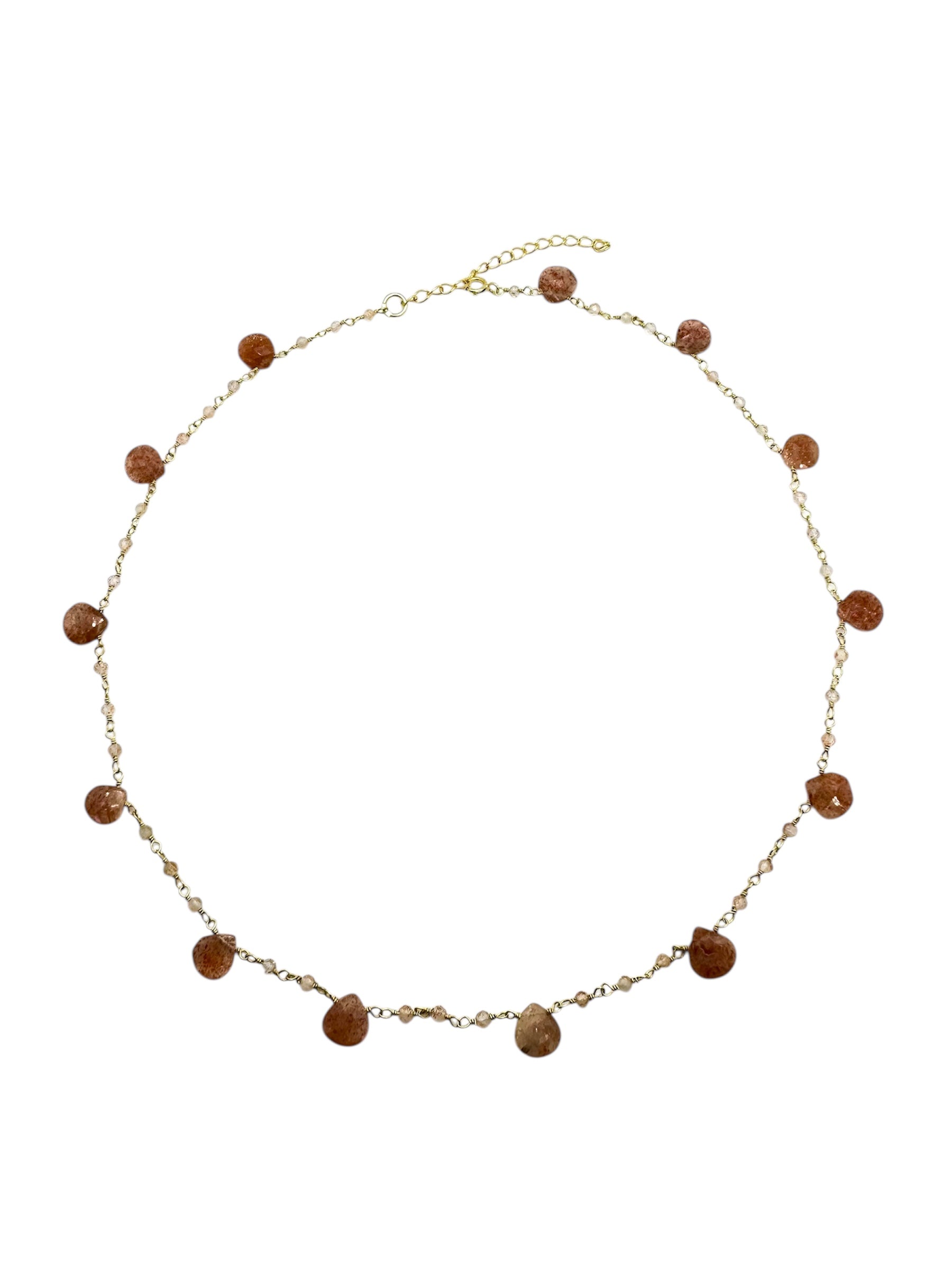 Colar Sunstone Lágrima | Prata de Lei Banhada a Ouro 925