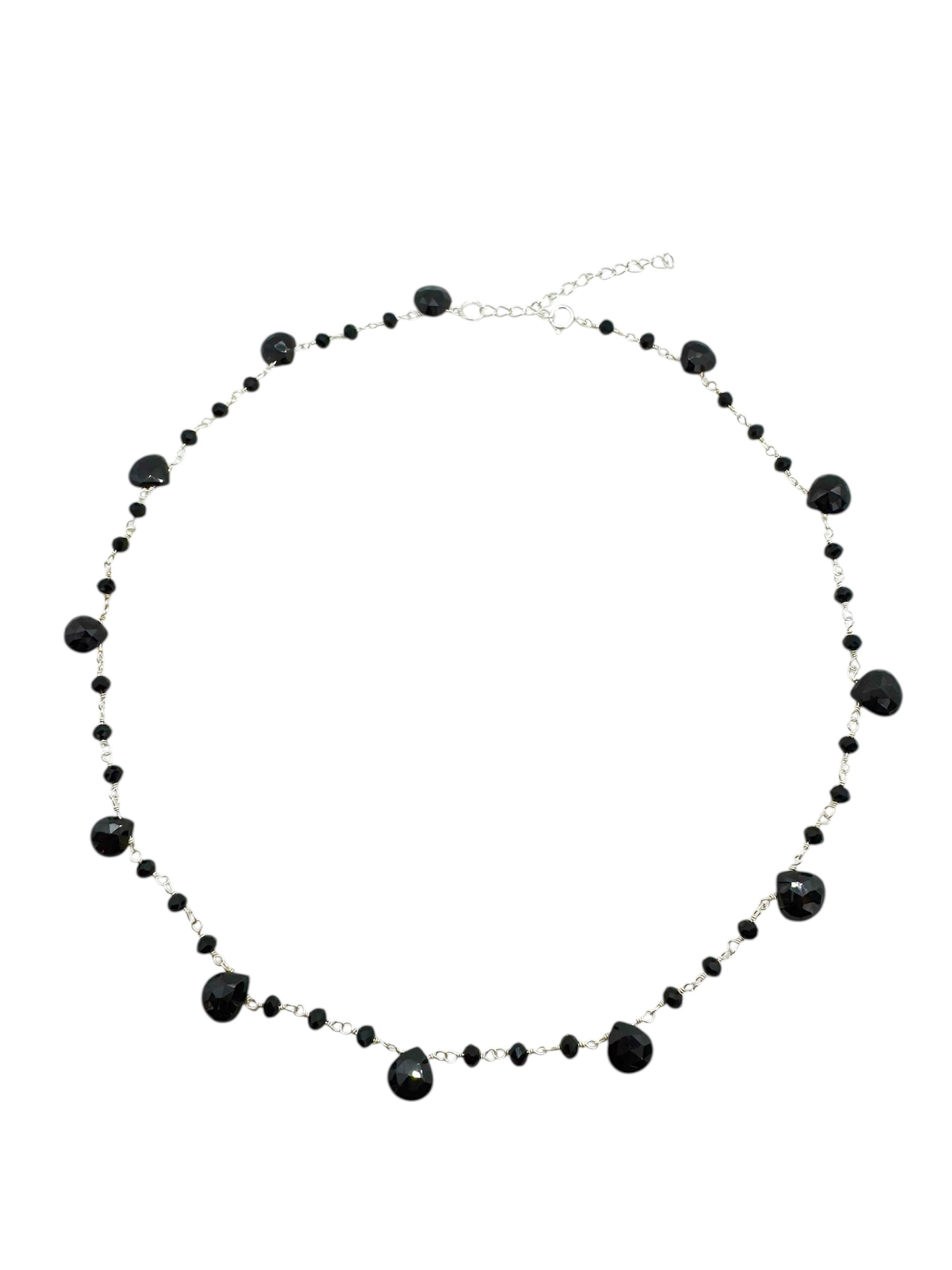Colar lágrima em espinélio preto | Prata de lei
