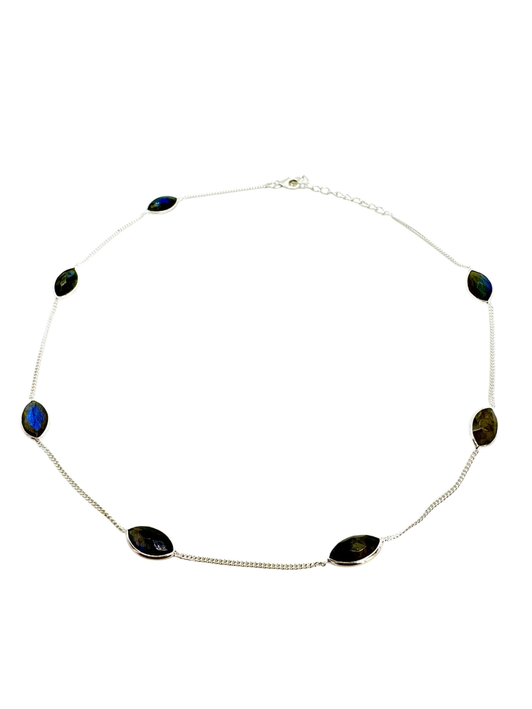 Colar de prata de lei e labradorite marquise