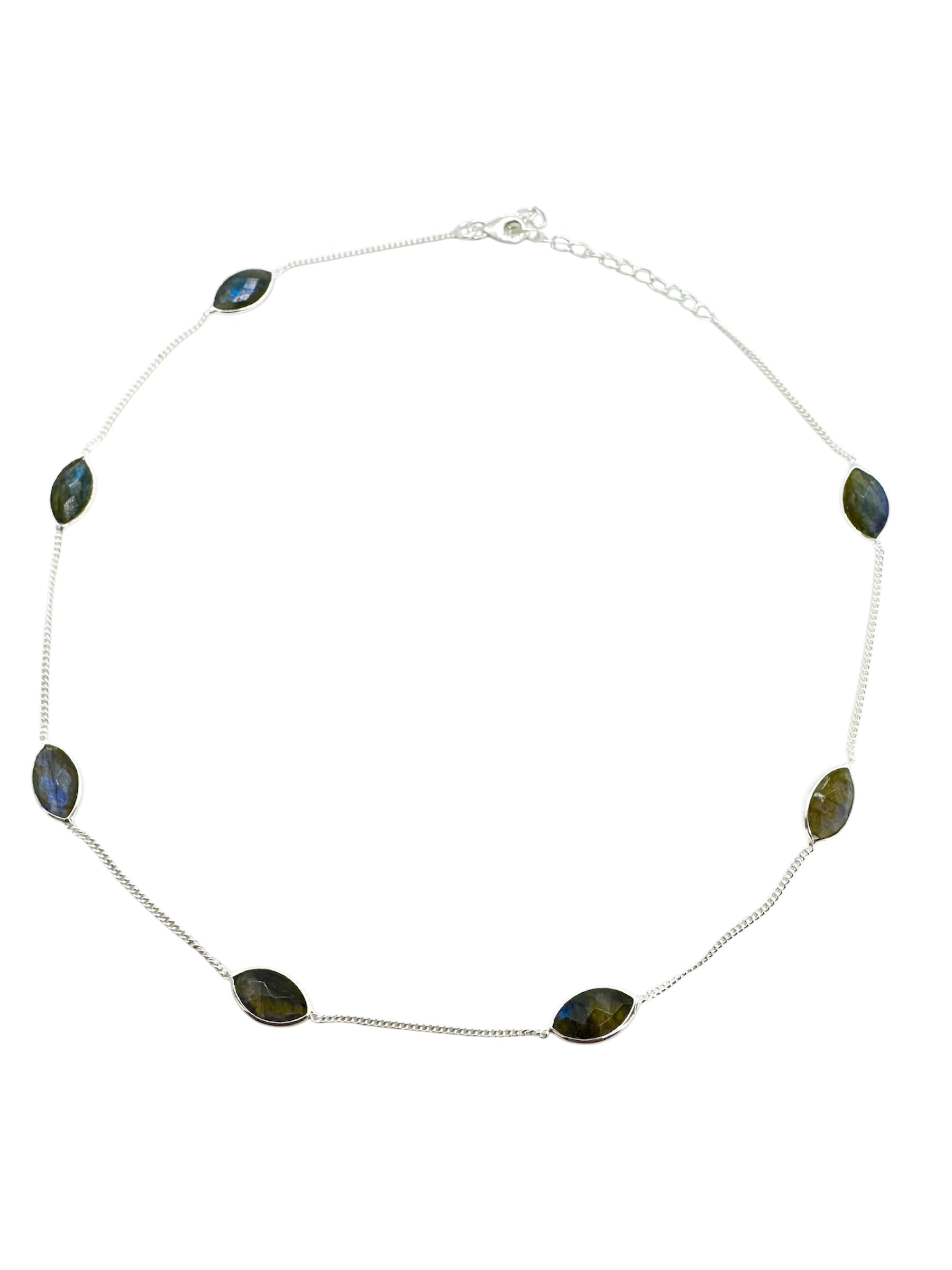 Colar de prata de lei e labradorite marquise