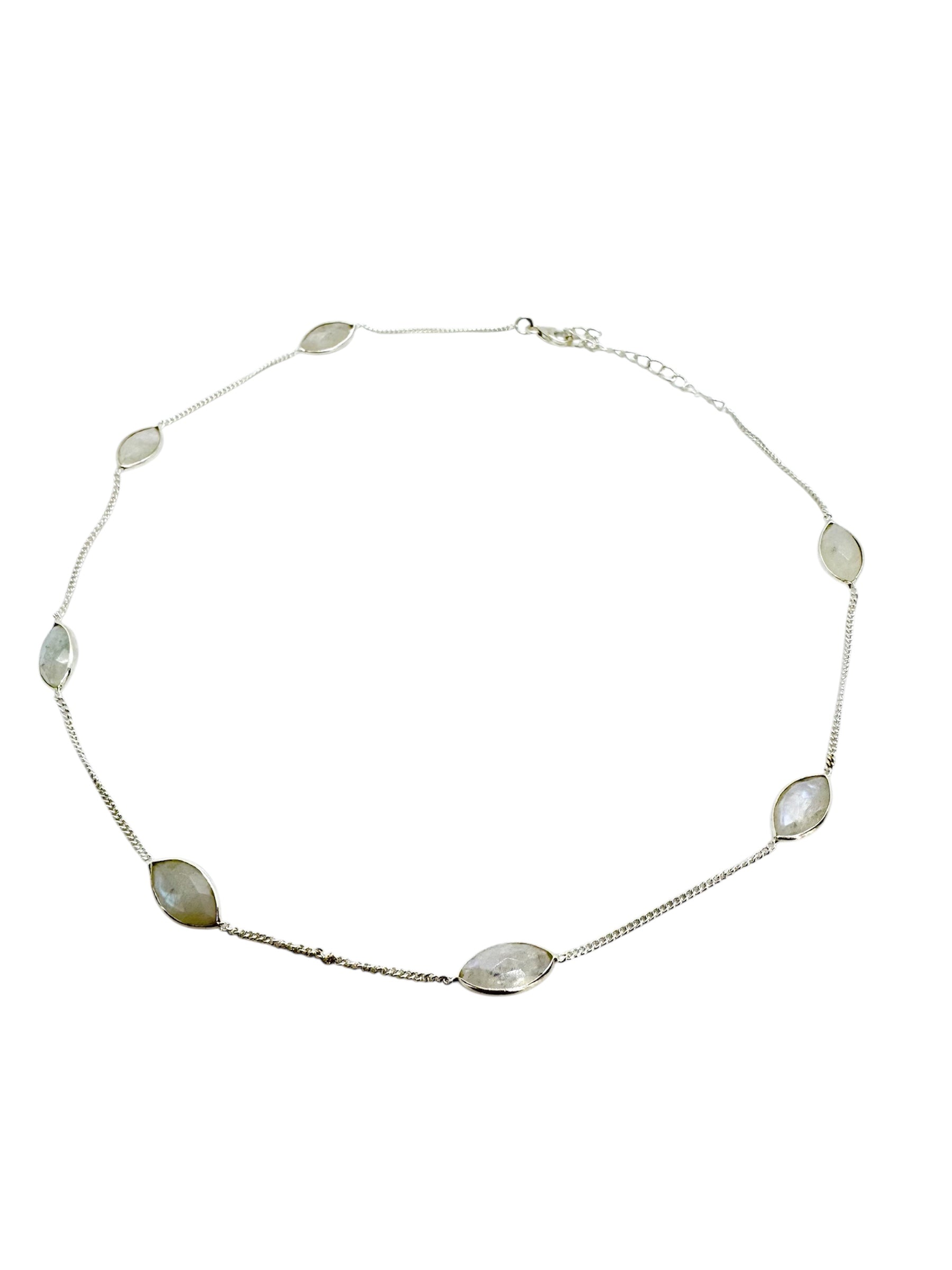 Colar de prata de lei e pedra da lua marquise