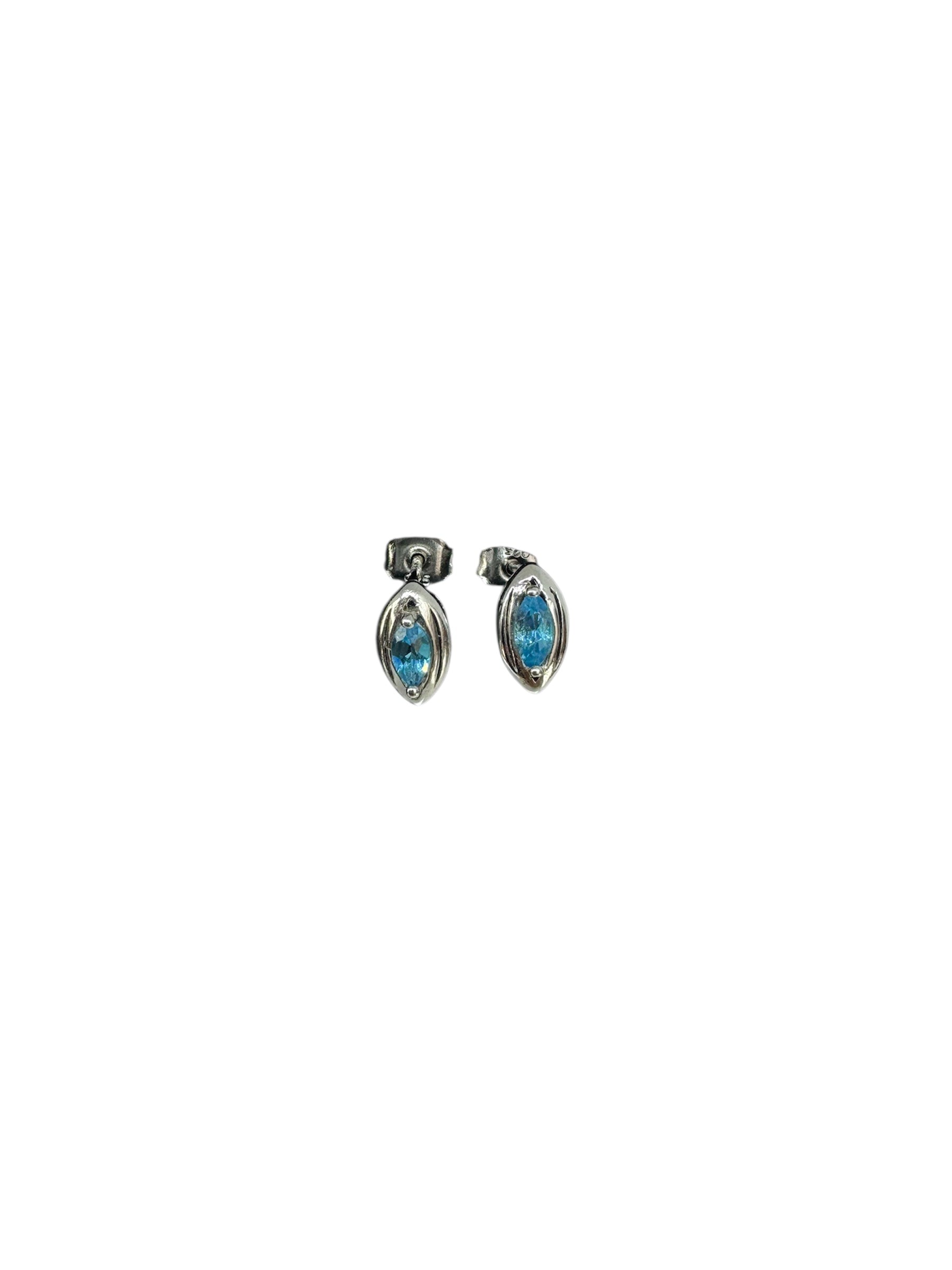 Brincos topázio azul marquise e prata 925