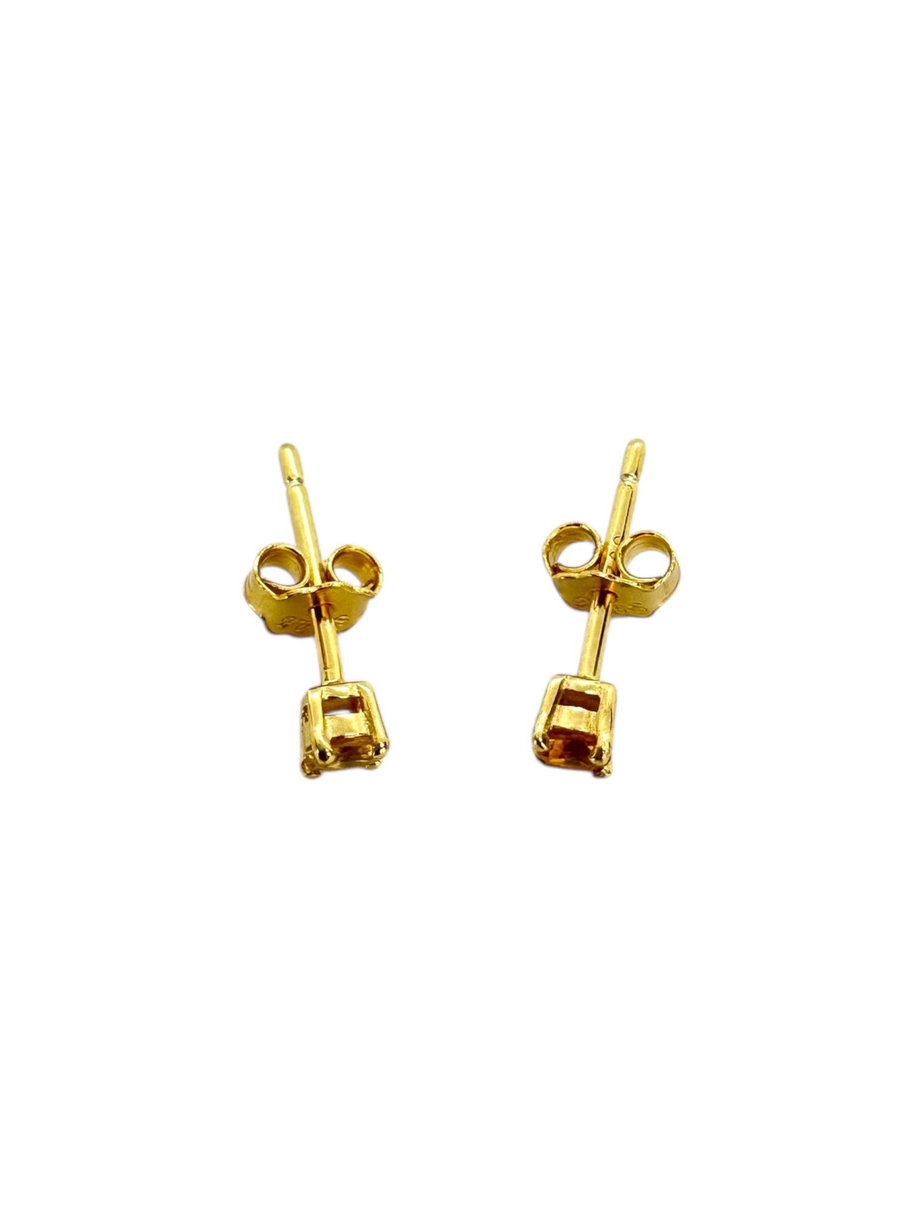 Brincos minimalistas com Citrino e prata banhada a ouro