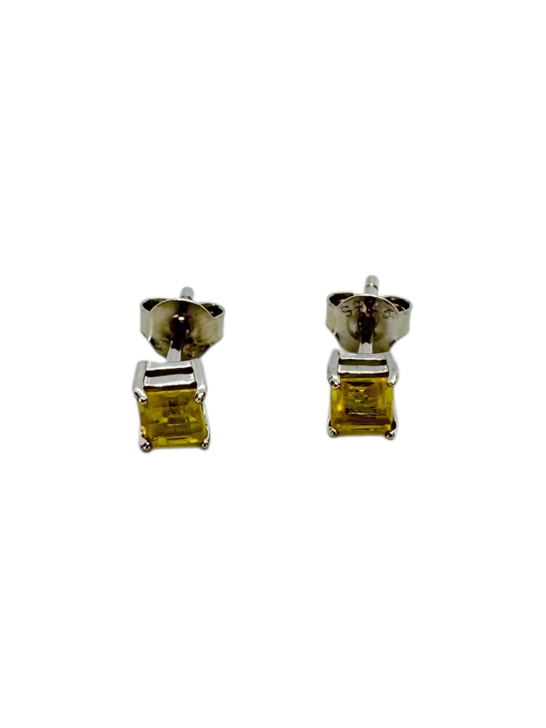 Square Citrine & Silver Earrings