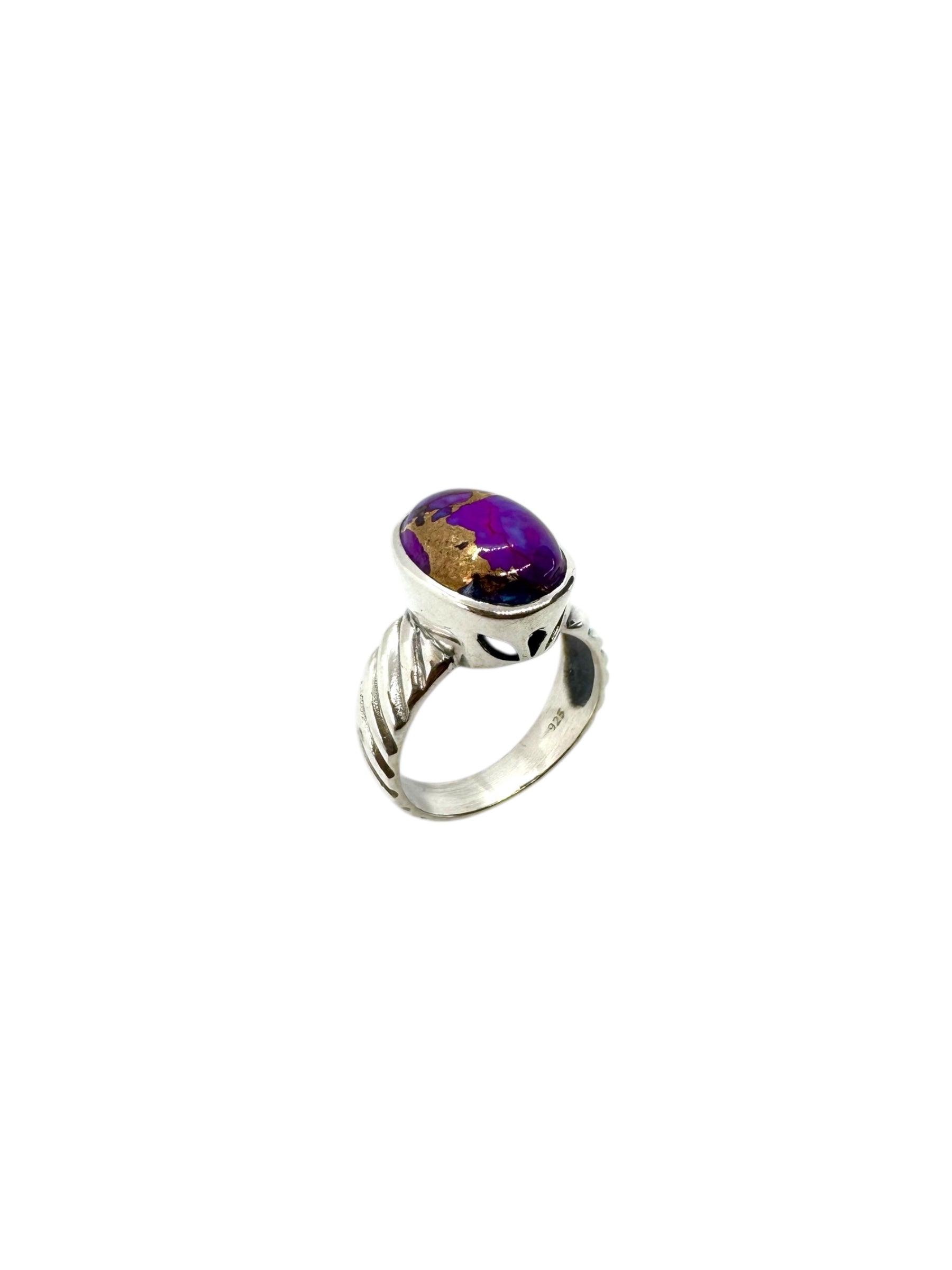 Oval Mixstones Cabochon & Sterling Silver Ring