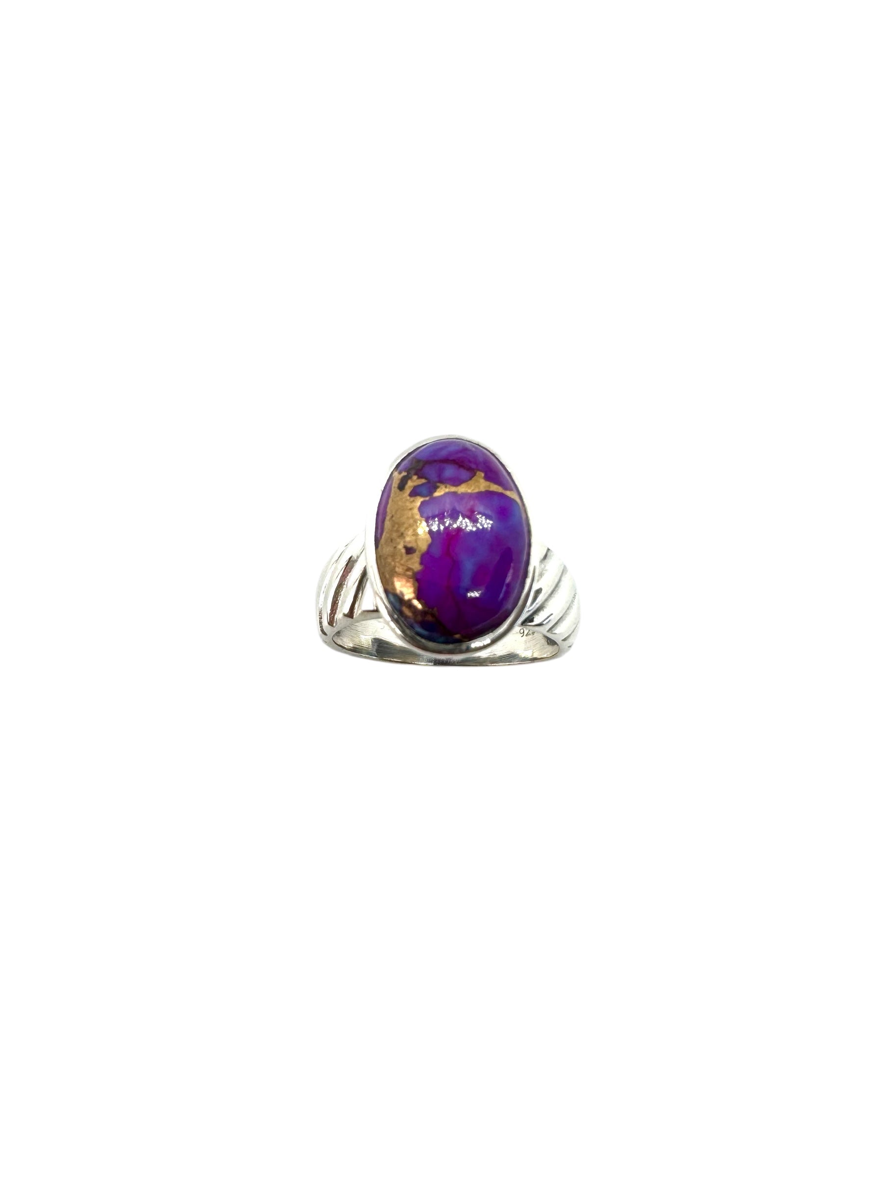 Oval Mixstones Cabochon & Sterling Silver Ring