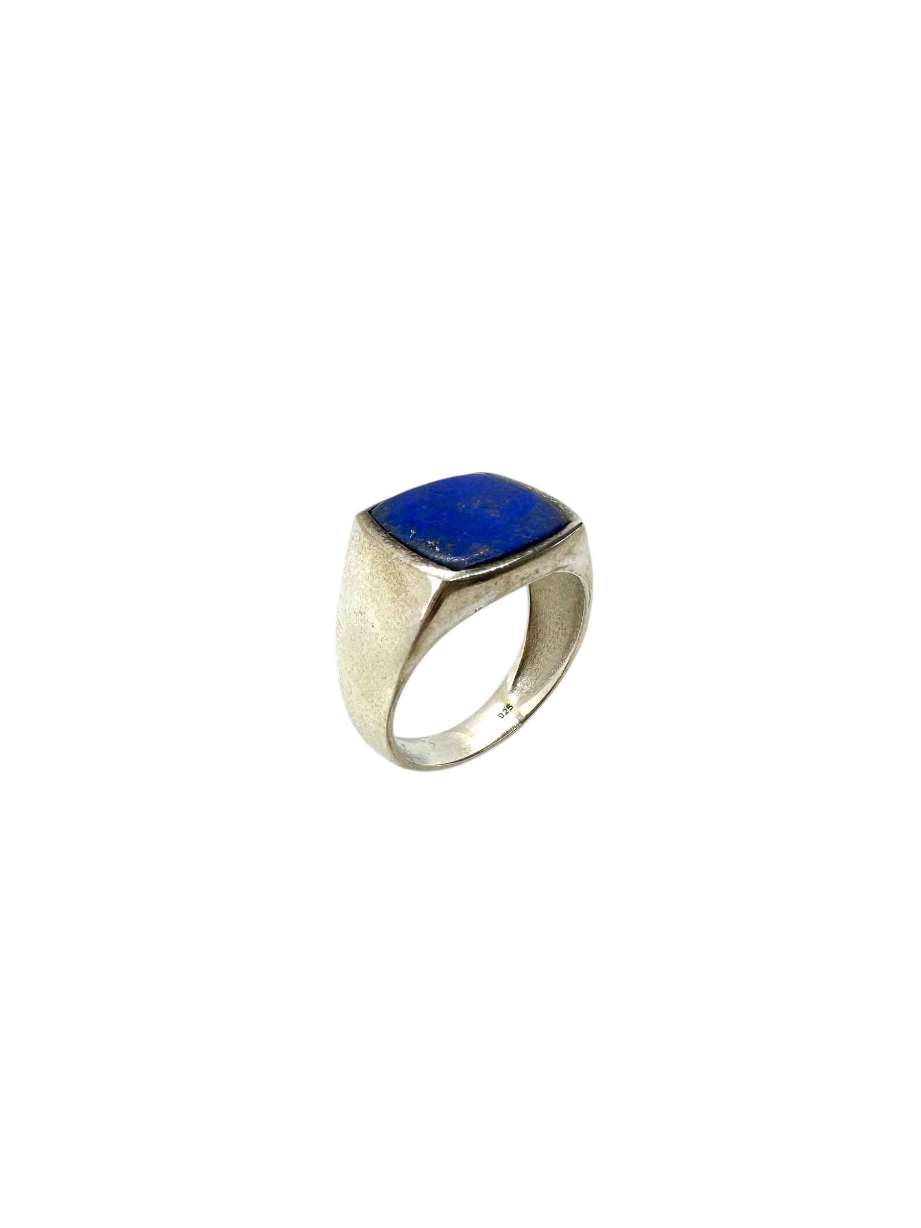 Cabochão quadrado de lápis-lazúli e prata de lei