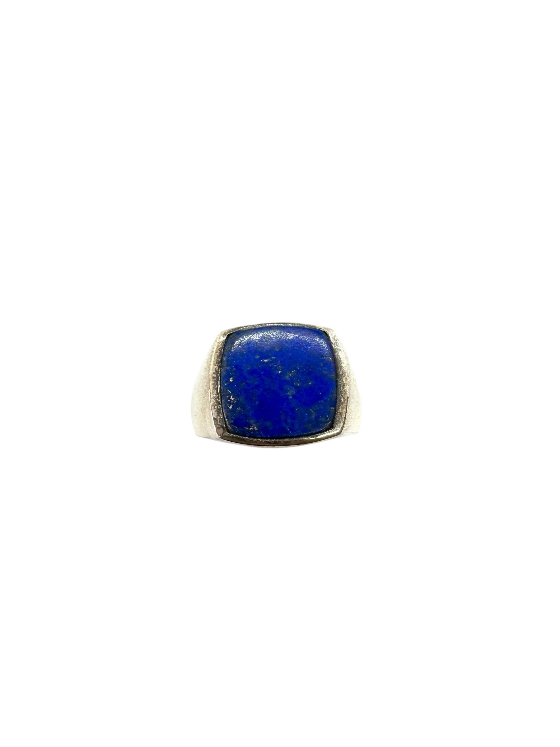 Cabochão quadrado de lápis-lazúli e prata de lei