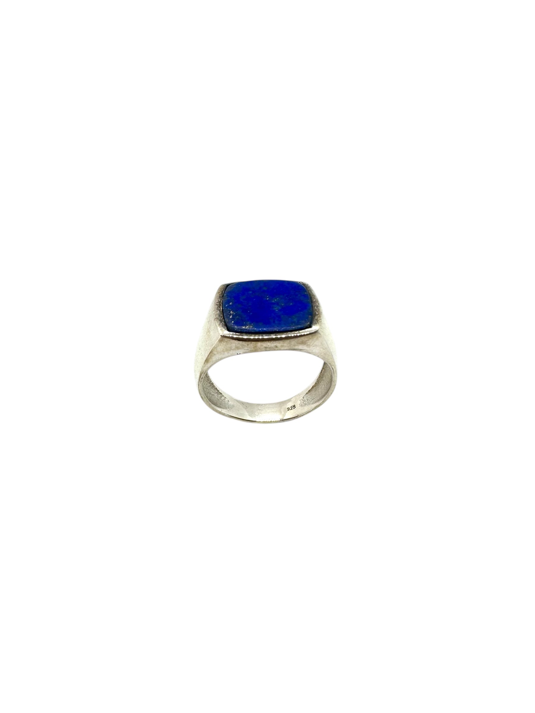 Cabochão quadrado de lápis-lazúli e prata de lei
