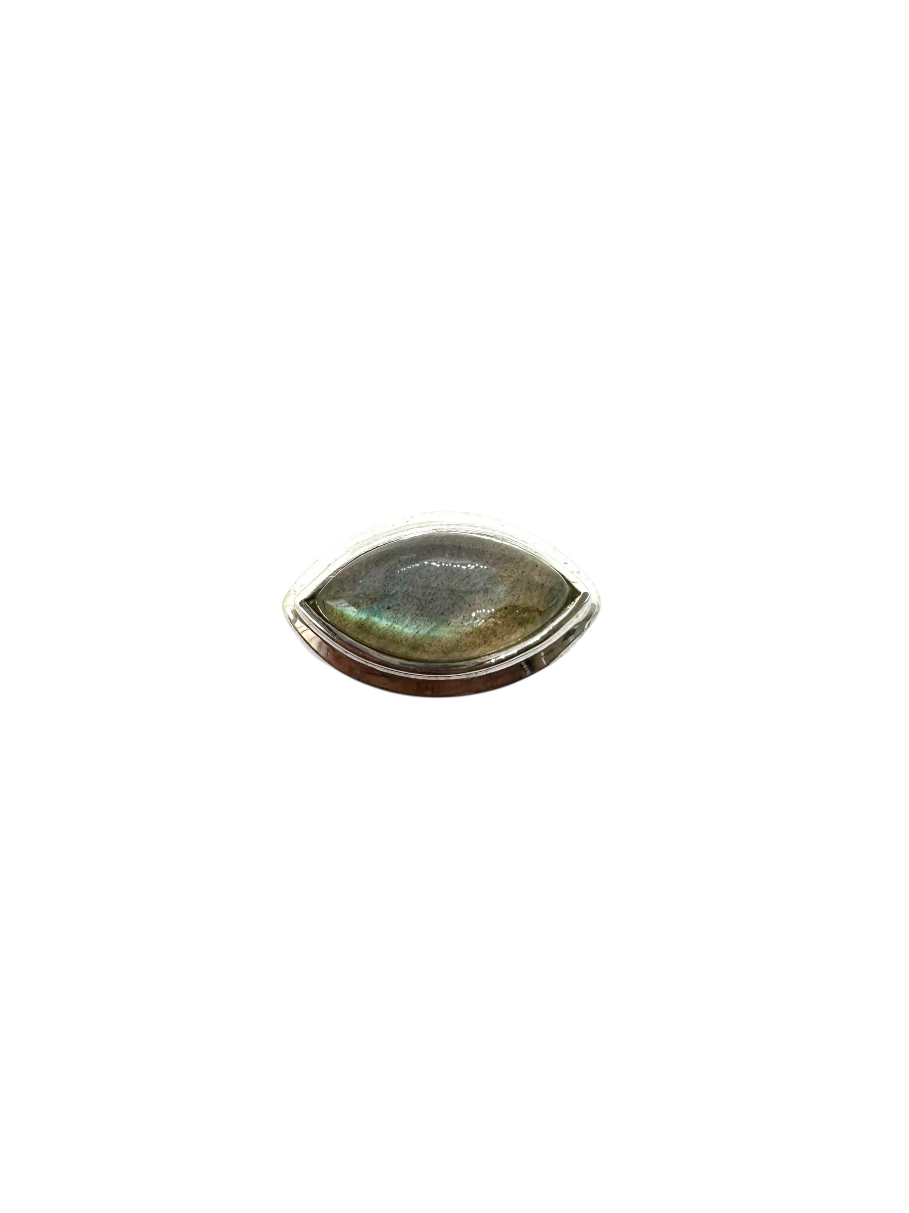 Cabochão de quartzo labradorite marquise e prata de lei
