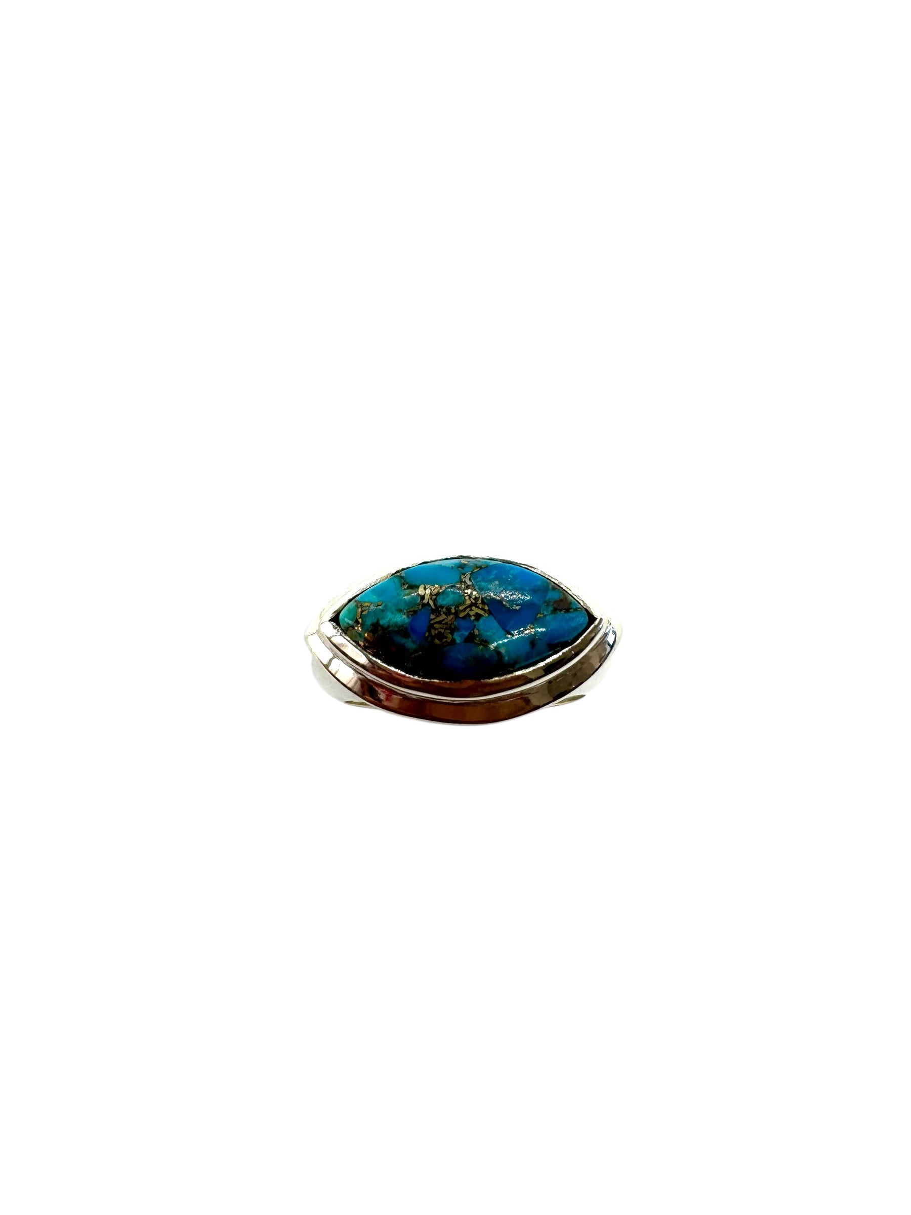 Cabochão Turquesa Marquise e Prata de Lei