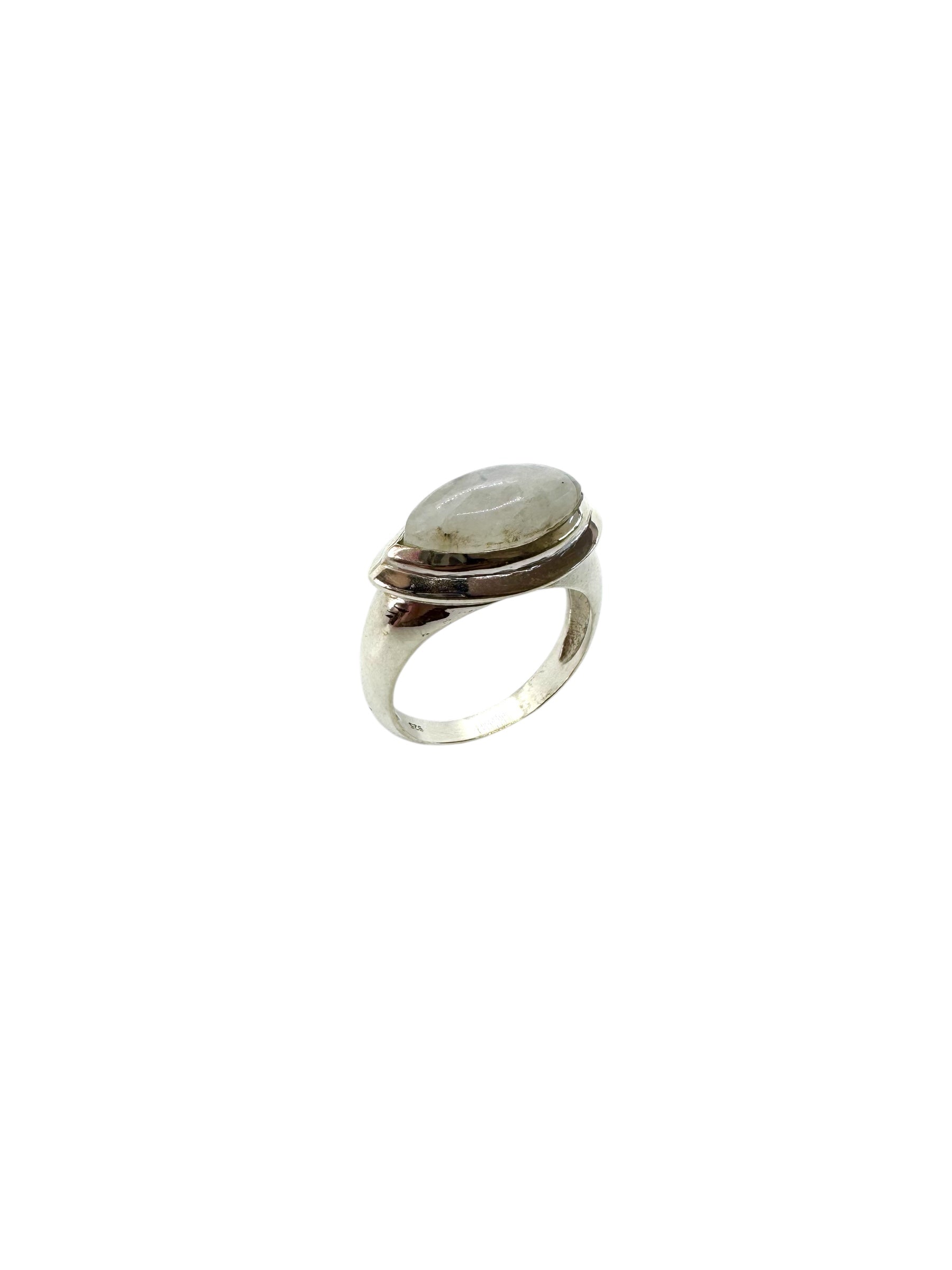 Cabochão de pedra da lua marquise e prata de lei
