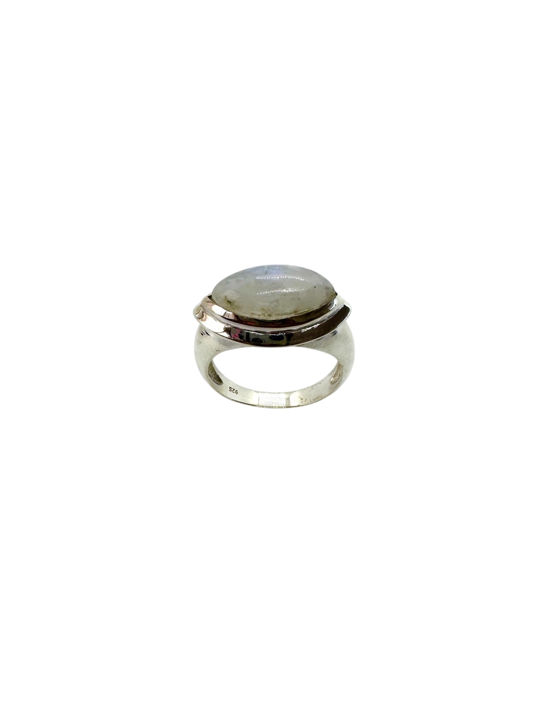 Cabochão de pedra da lua marquise e prata de lei