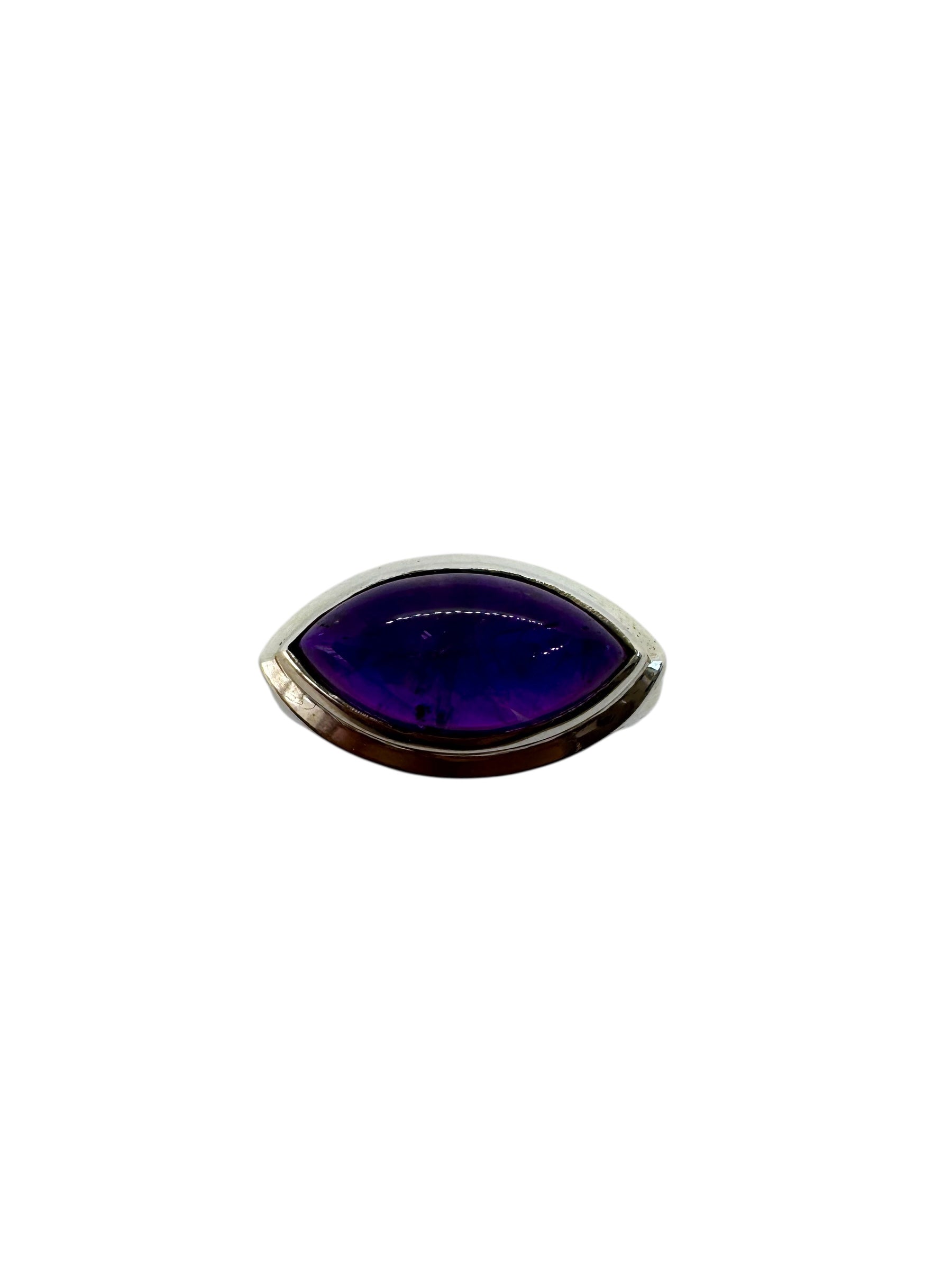 Cabochão de ametista marquise e prata de lei