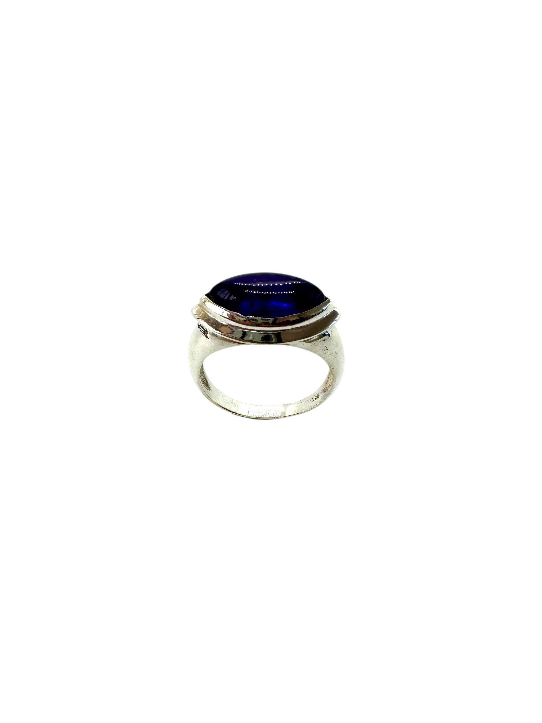 Cabochão de ametista marquise e prata de lei