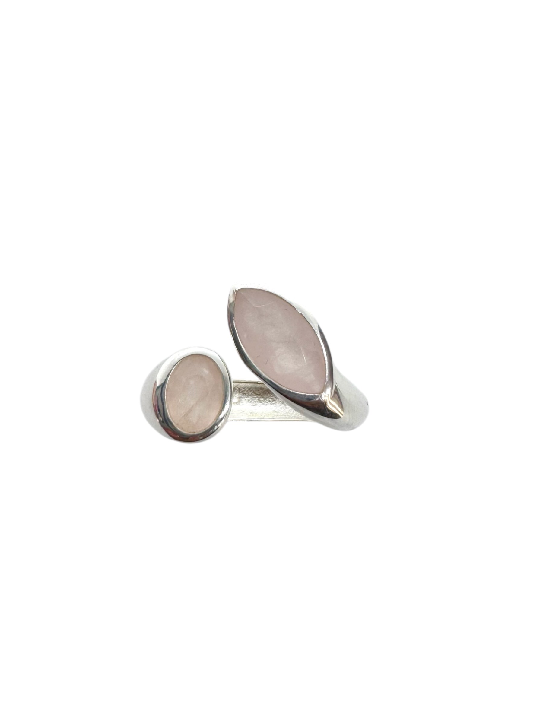 Quartzo rosa facetado oval e marquise em prata de lei