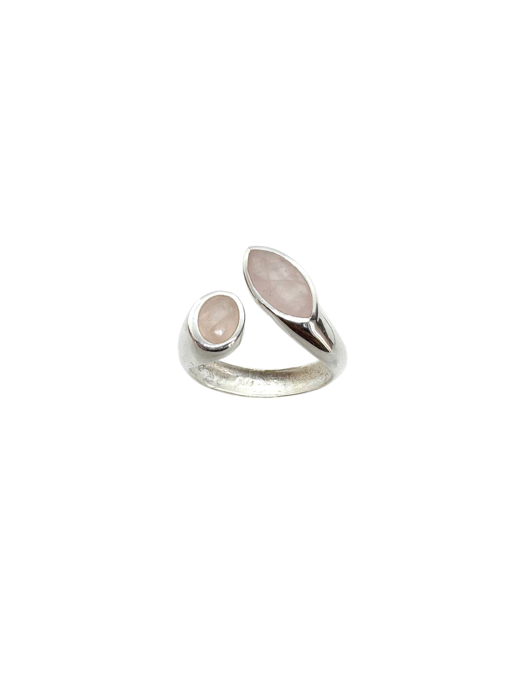 Quartzo rosa facetado oval e marquise em prata de lei