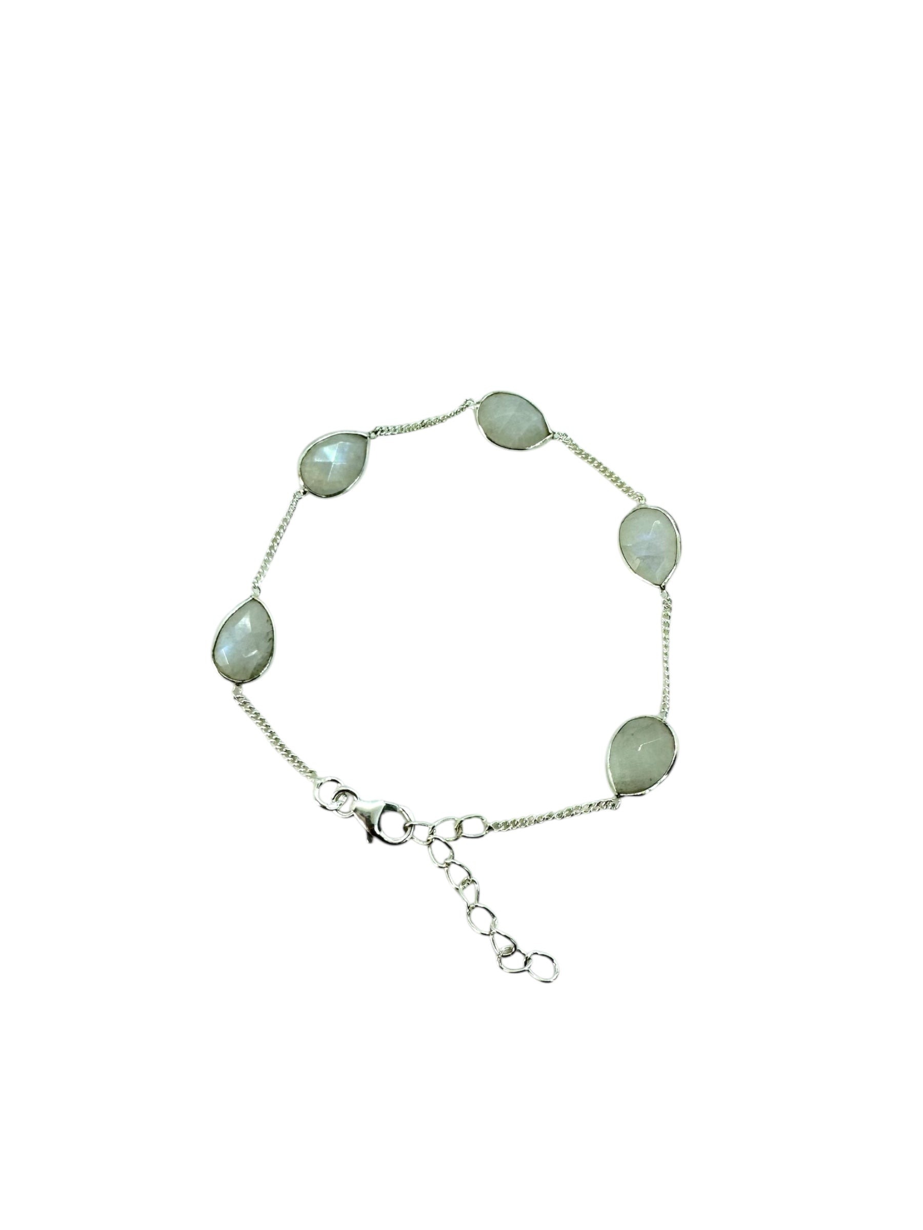Pulseira de prata de lei e pedra da lua Teradrop