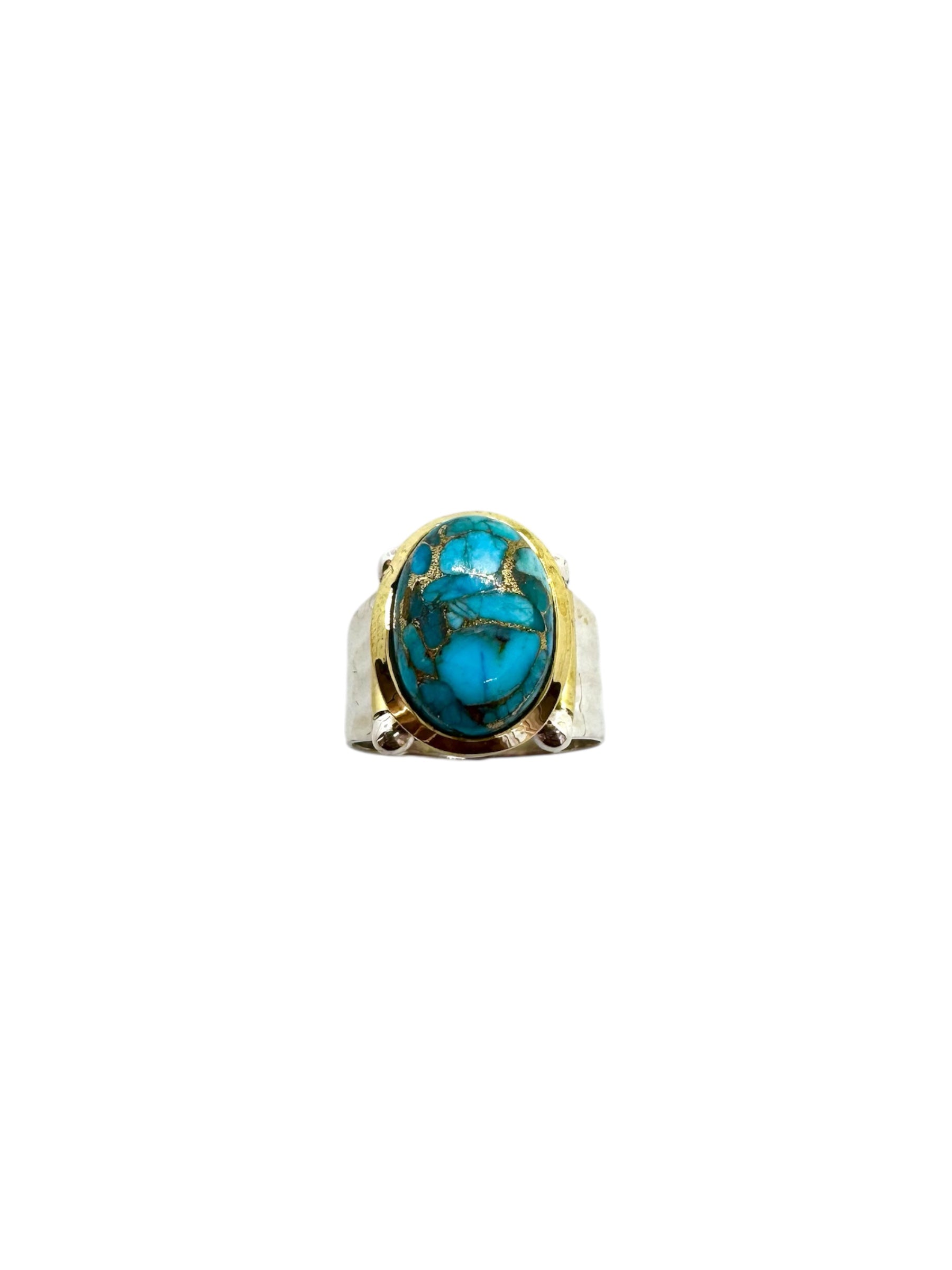 Anel Cabochão Oval Turquesa