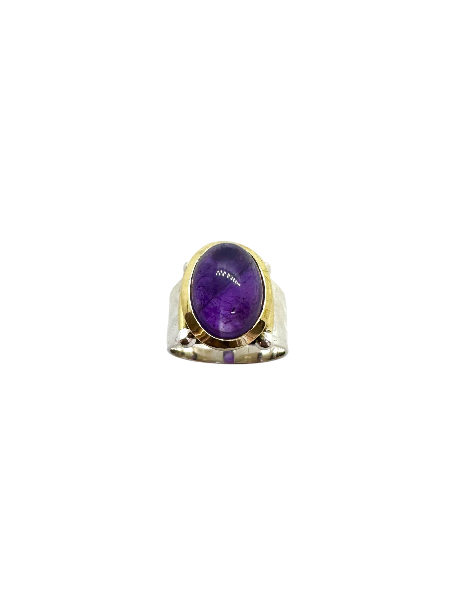 Anel Cabochão Oval Ametista