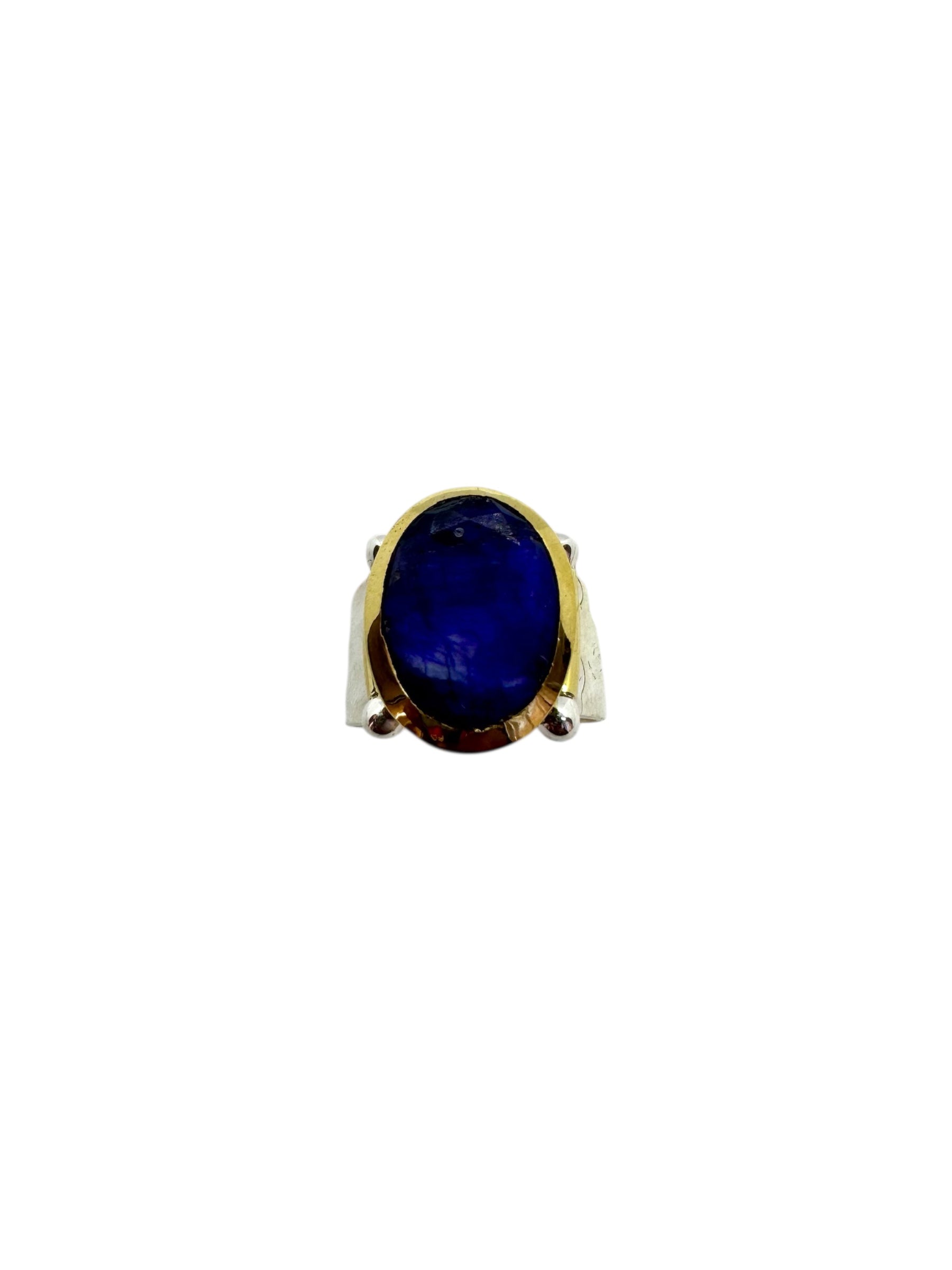 Anel Cabochão Oval Safira