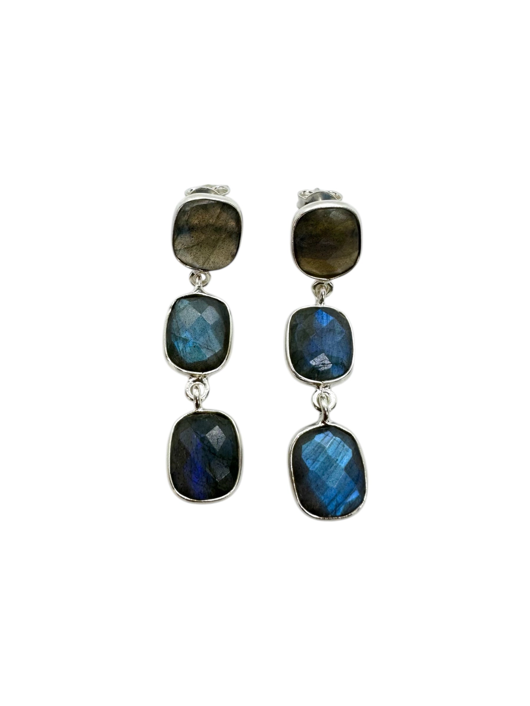 Brinco de Labradorite e Prata