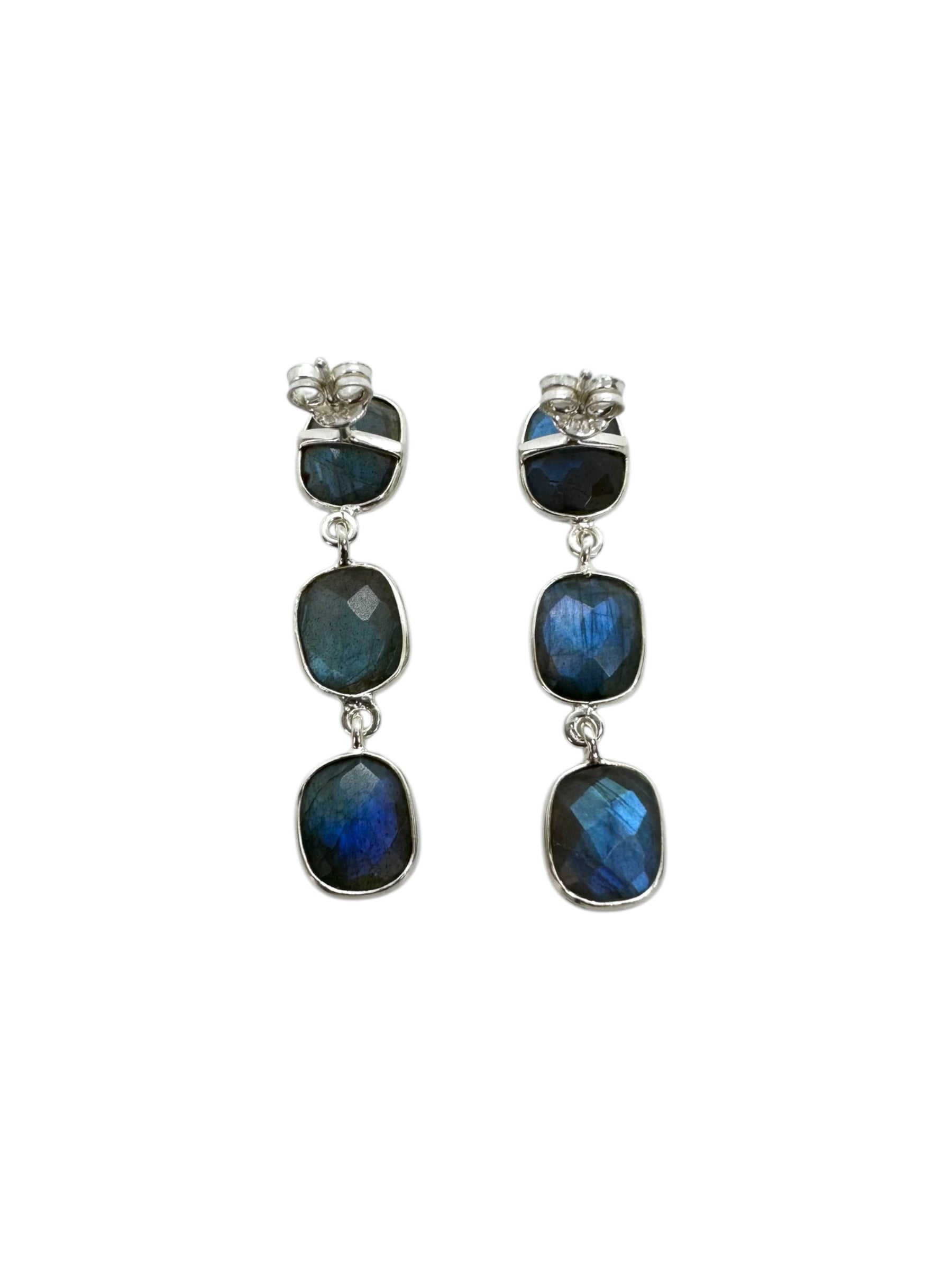 Brinco de Labradorite e Prata