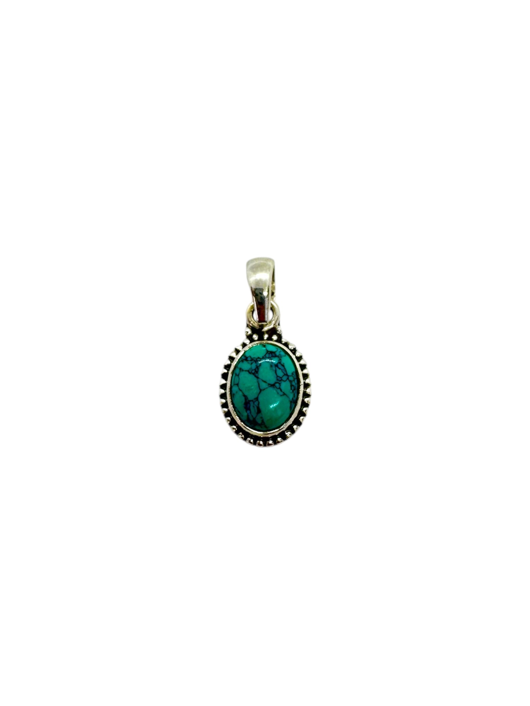 Pendente Cabochão Oval Turquesa em Prata