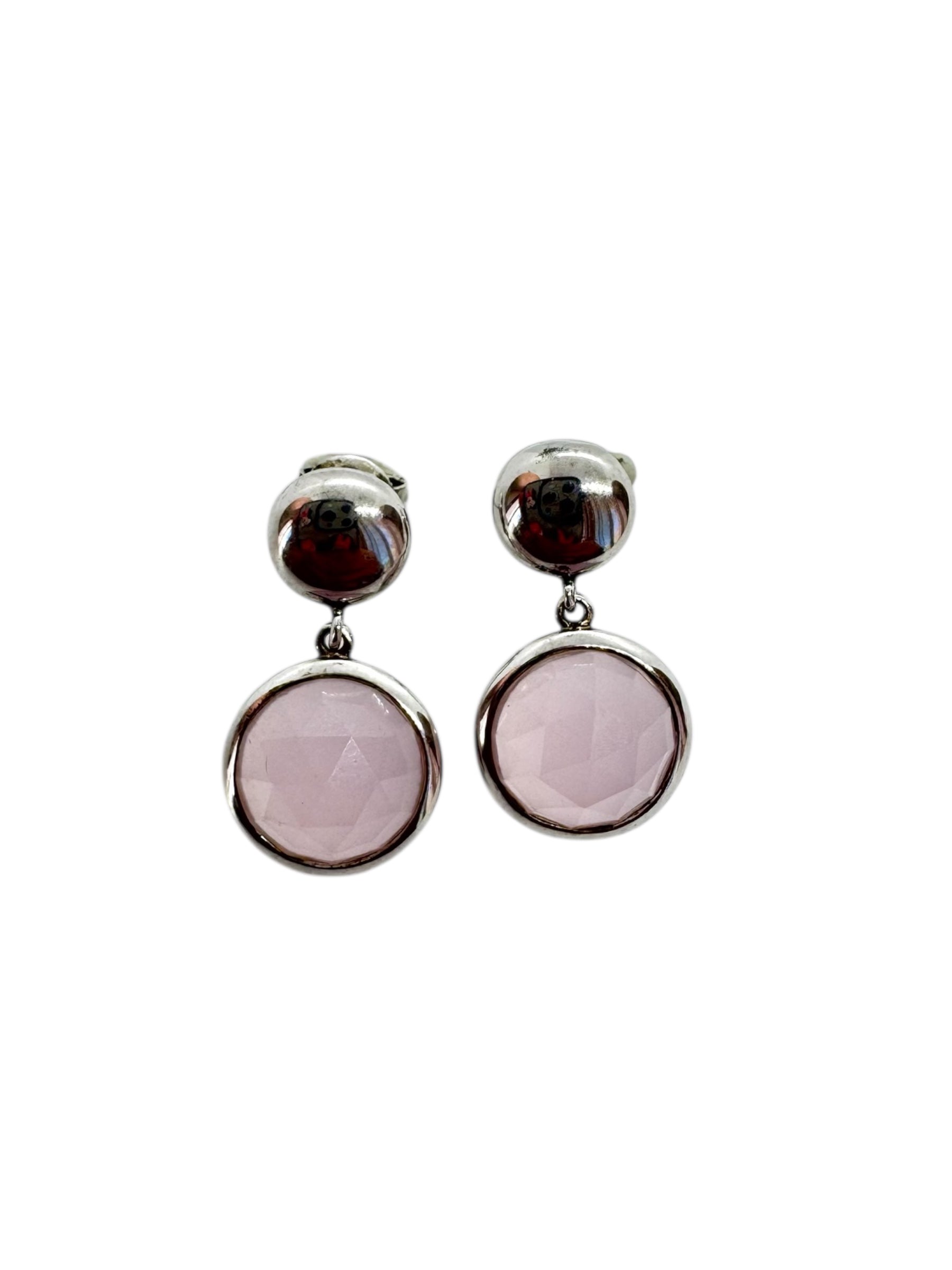 Brincos Cabochão de Quartzo Rosa