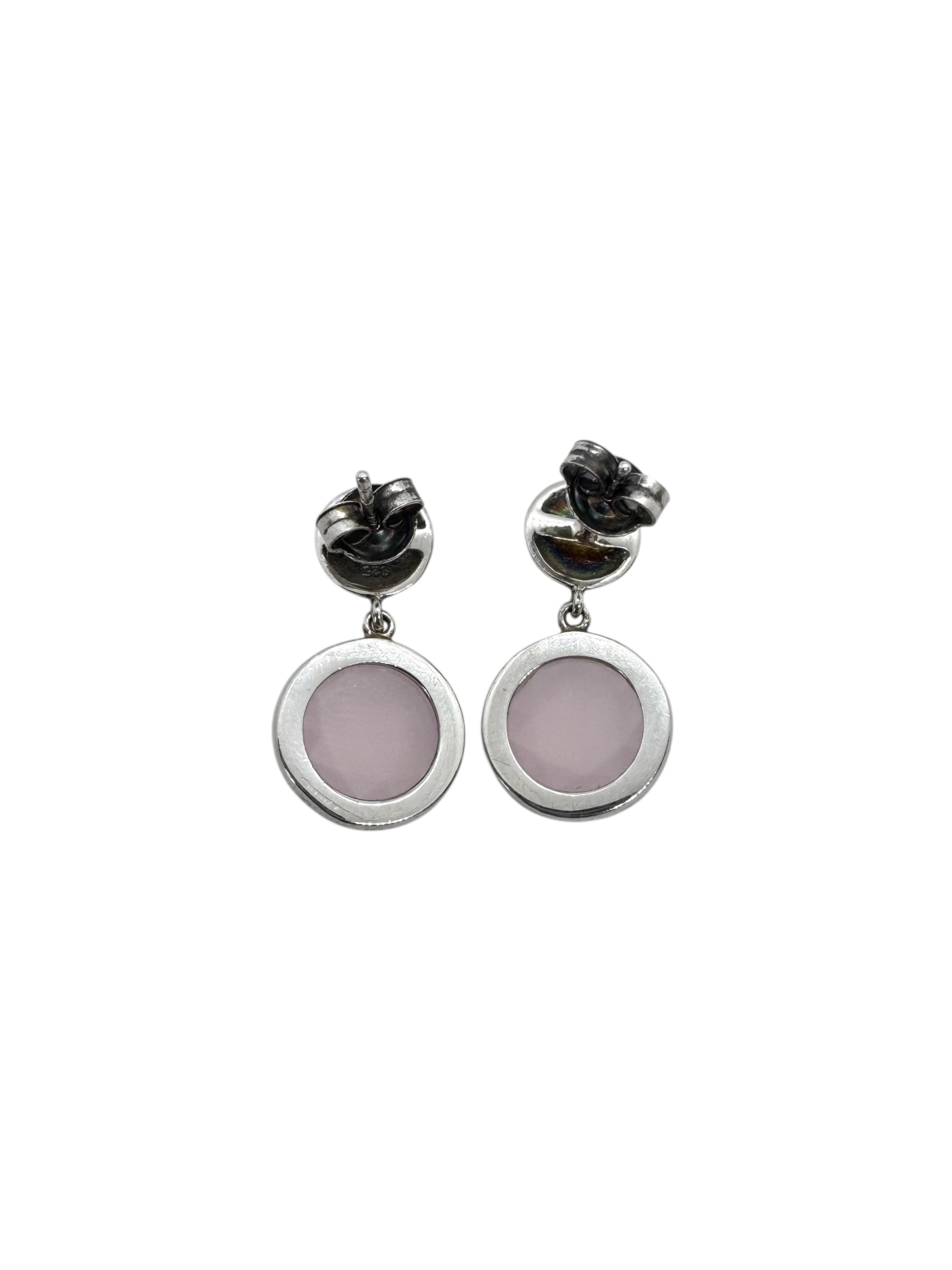 Brincos Cabochão de Quartzo Rosa