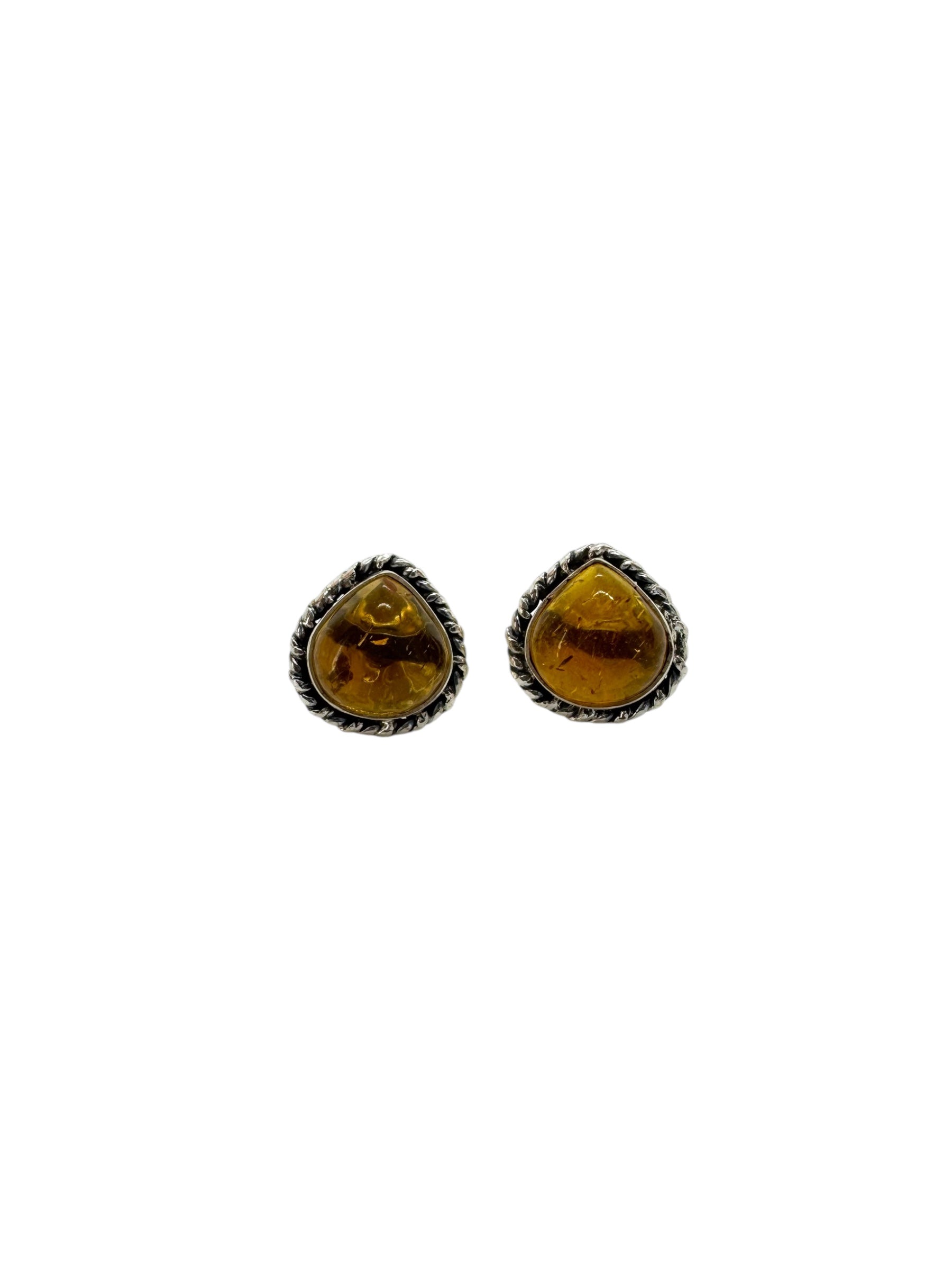 Ambar Cabochon & Silver Earrings