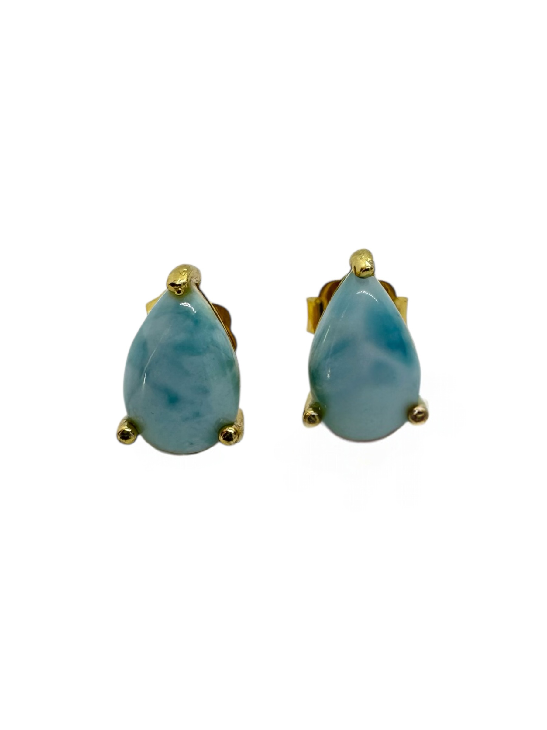 Brincos de Larimar e Prata em Forma de Lágrima