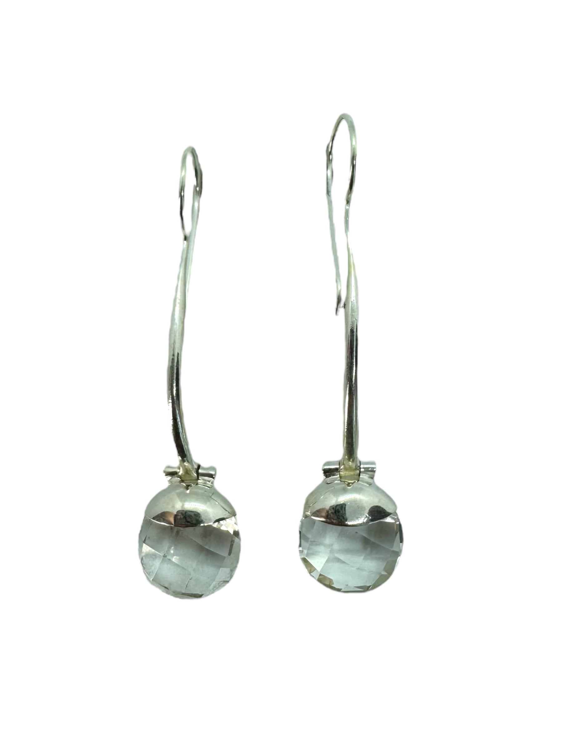 Brincos de quartzo transparente e prata