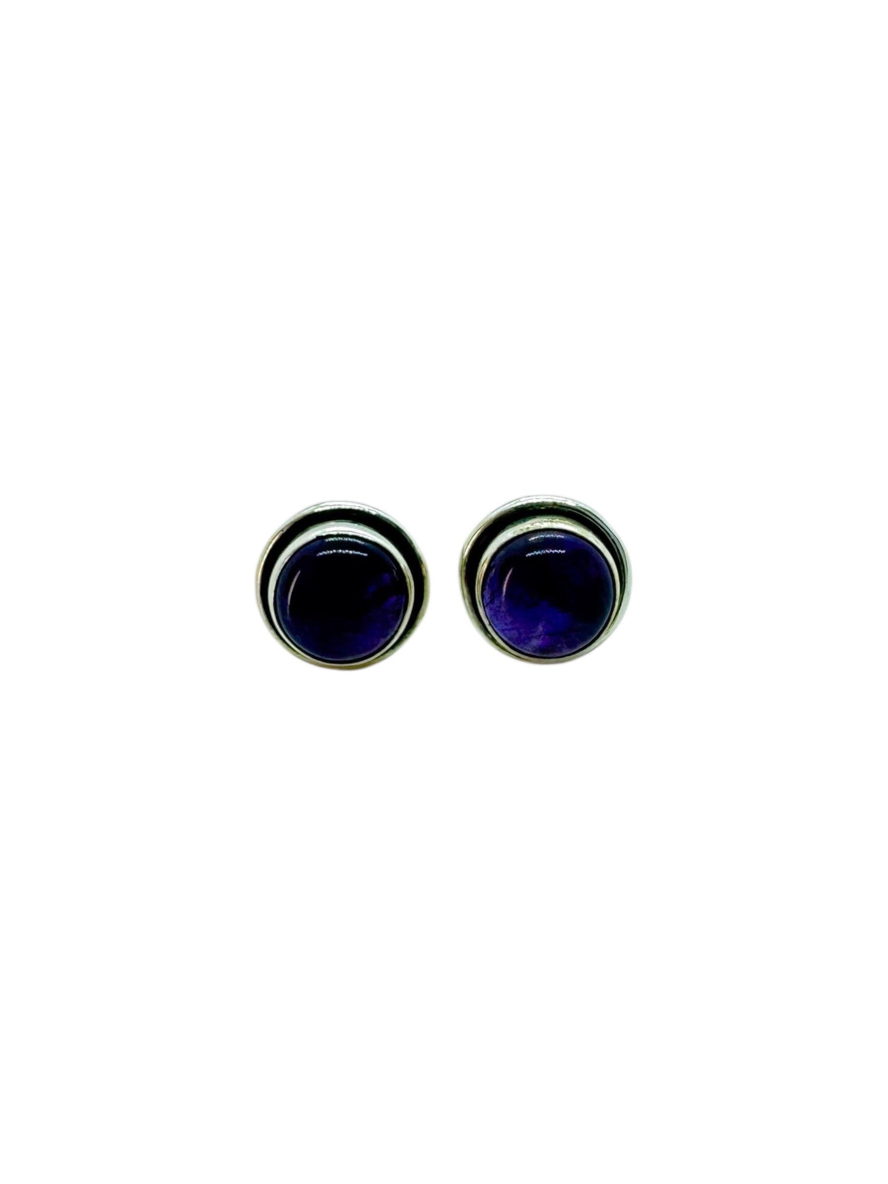 Brincos de prata e cabochão de ametista