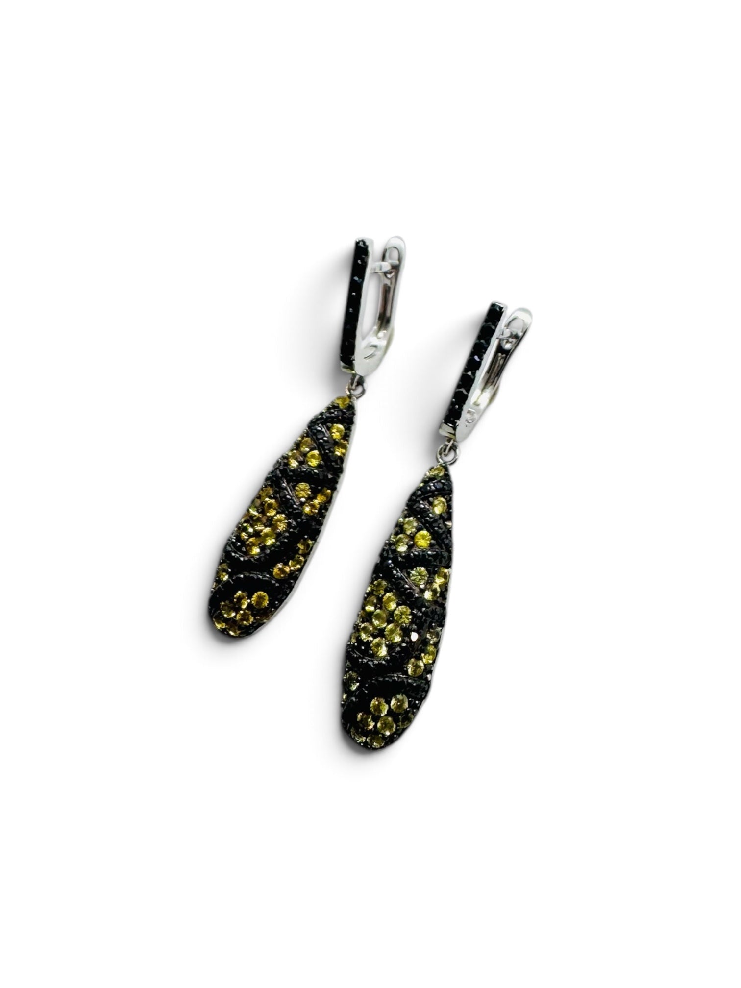 Earrings with Yellow and Black Sapphires